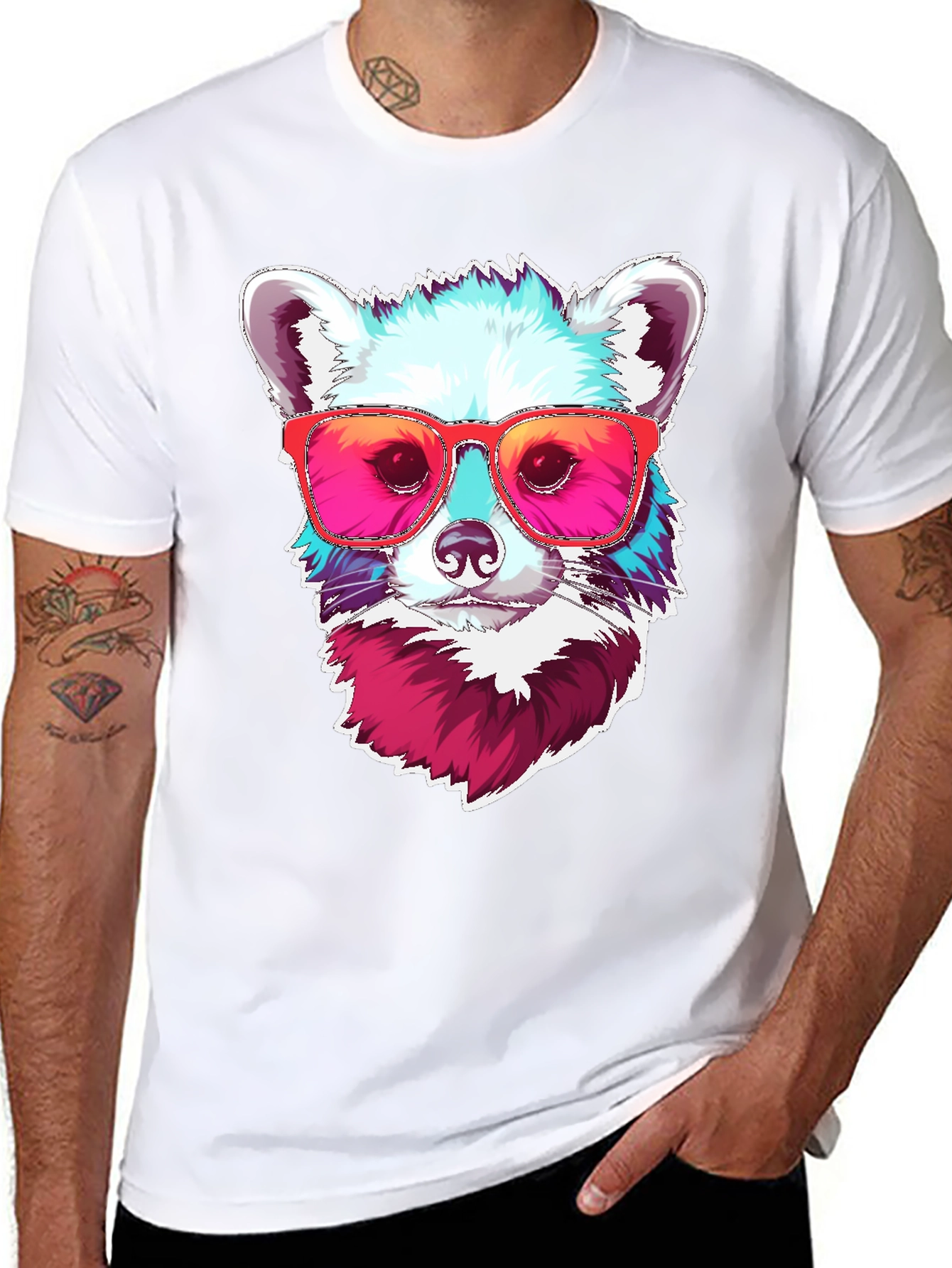Cool Raccoon Graphic Tee - Black Cotton T-Shirt
