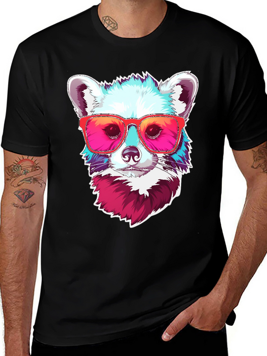 Cool Raccoon Graphic Tee - Black Cotton T-Shirt