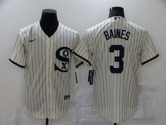 Men's Chicago White Sox Harold Baines #3 Beige Replica Baseball Jerseys