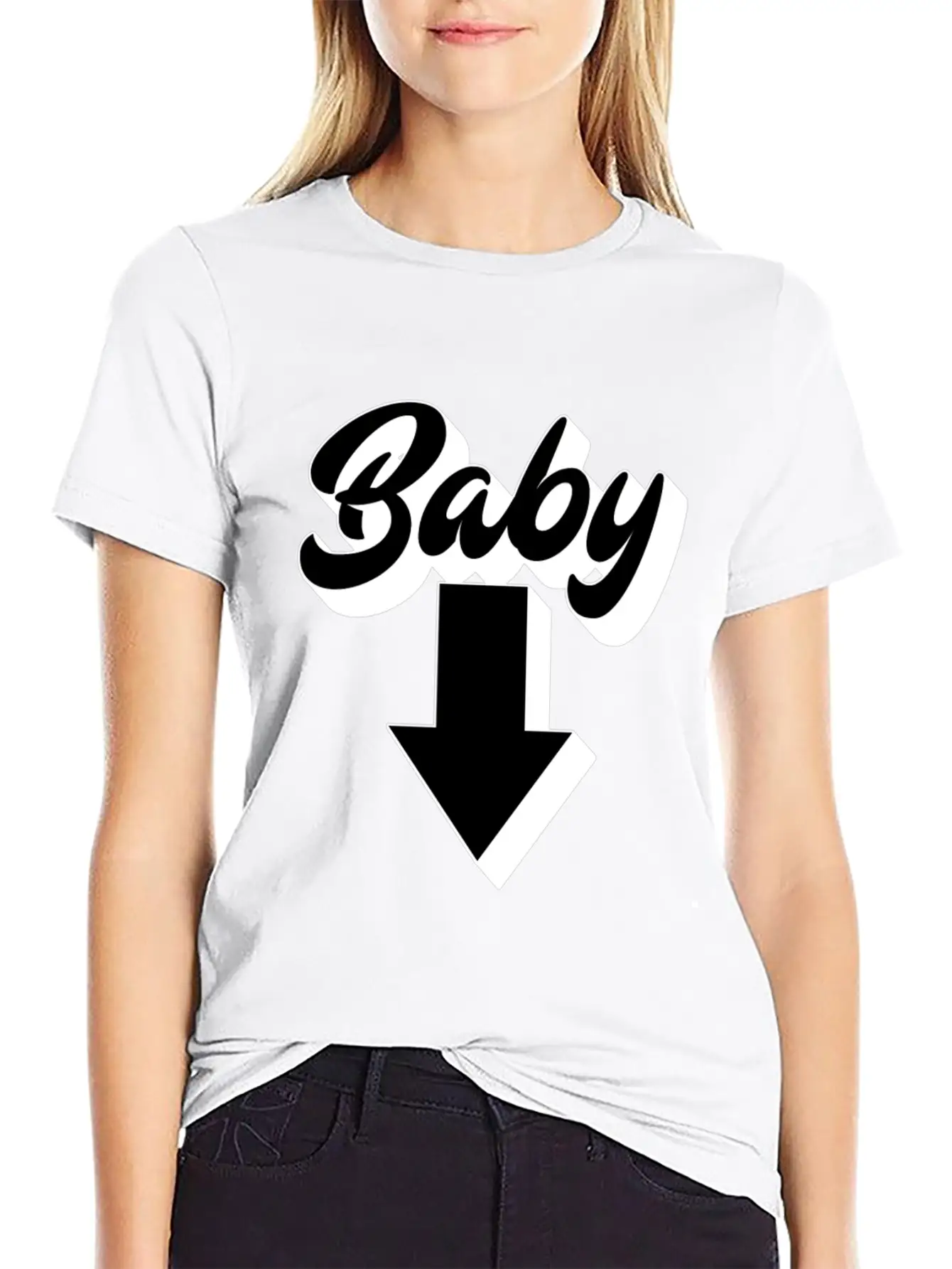 Baby (Arrow Down) | Baby Shower Parties Stylish Everyday T-Shirt – Unisex Basic Cotton Tee
