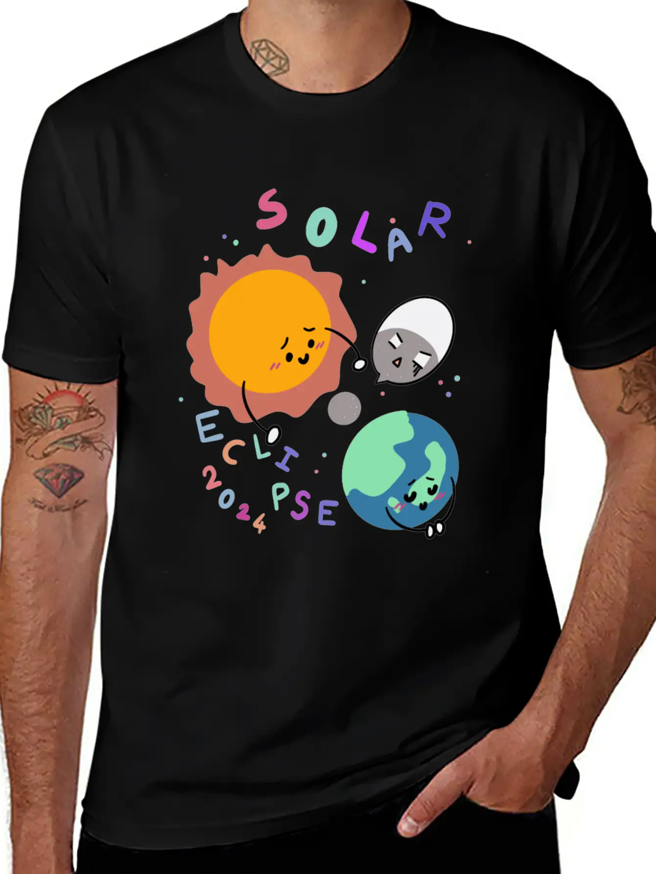 Baby Planet Solar Eclipse 2024 Basic Graphic T-Shirt – Daily Comfort In Soft Cotton
