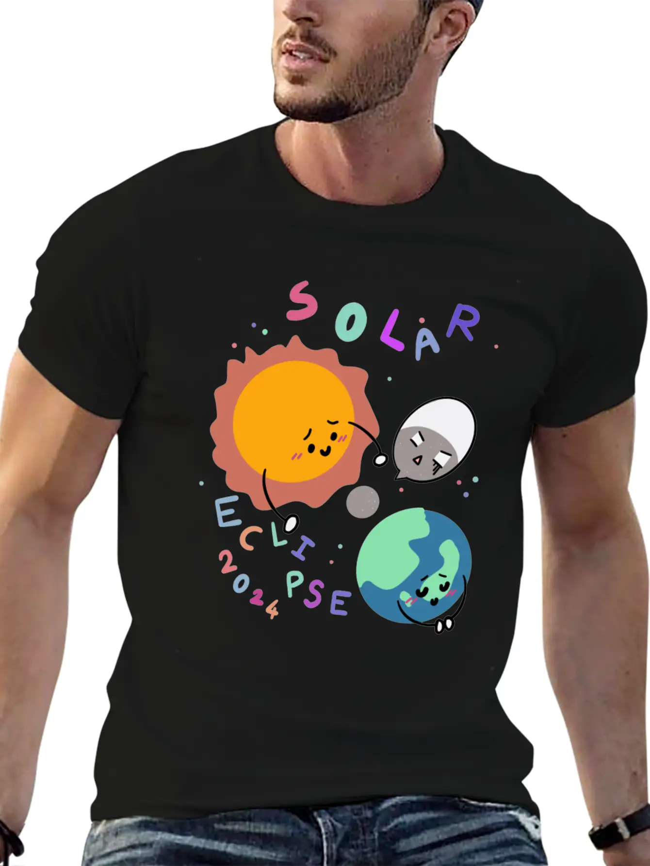 Baby Planet Solar Eclipse 2024 Basic Graphic T-Shirt – Daily Comfort In Soft Cotton