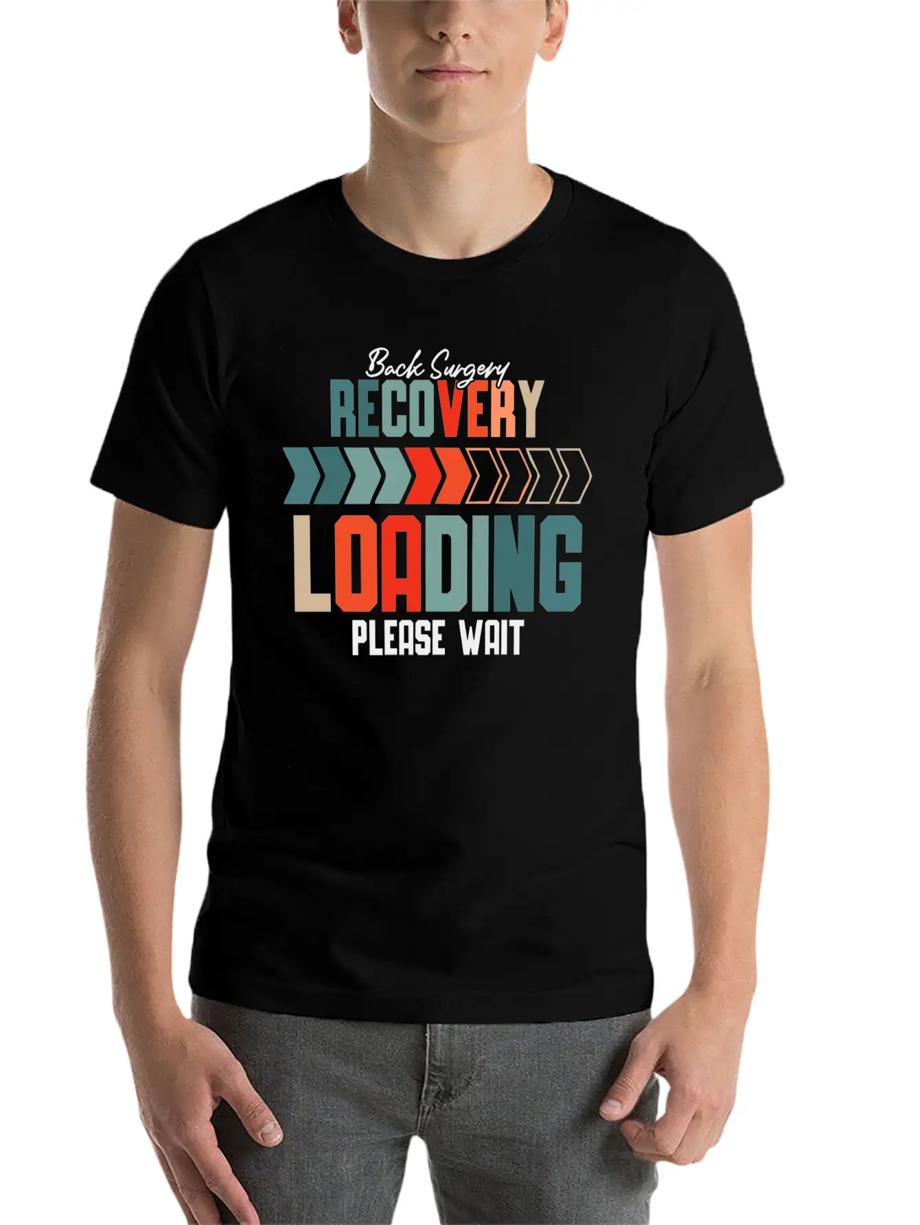 Back Surgery Recovery Loading Please Wait 5 Unisex Short Sleeve Soft Cotton T-Shirt – Casual Everyday Wear