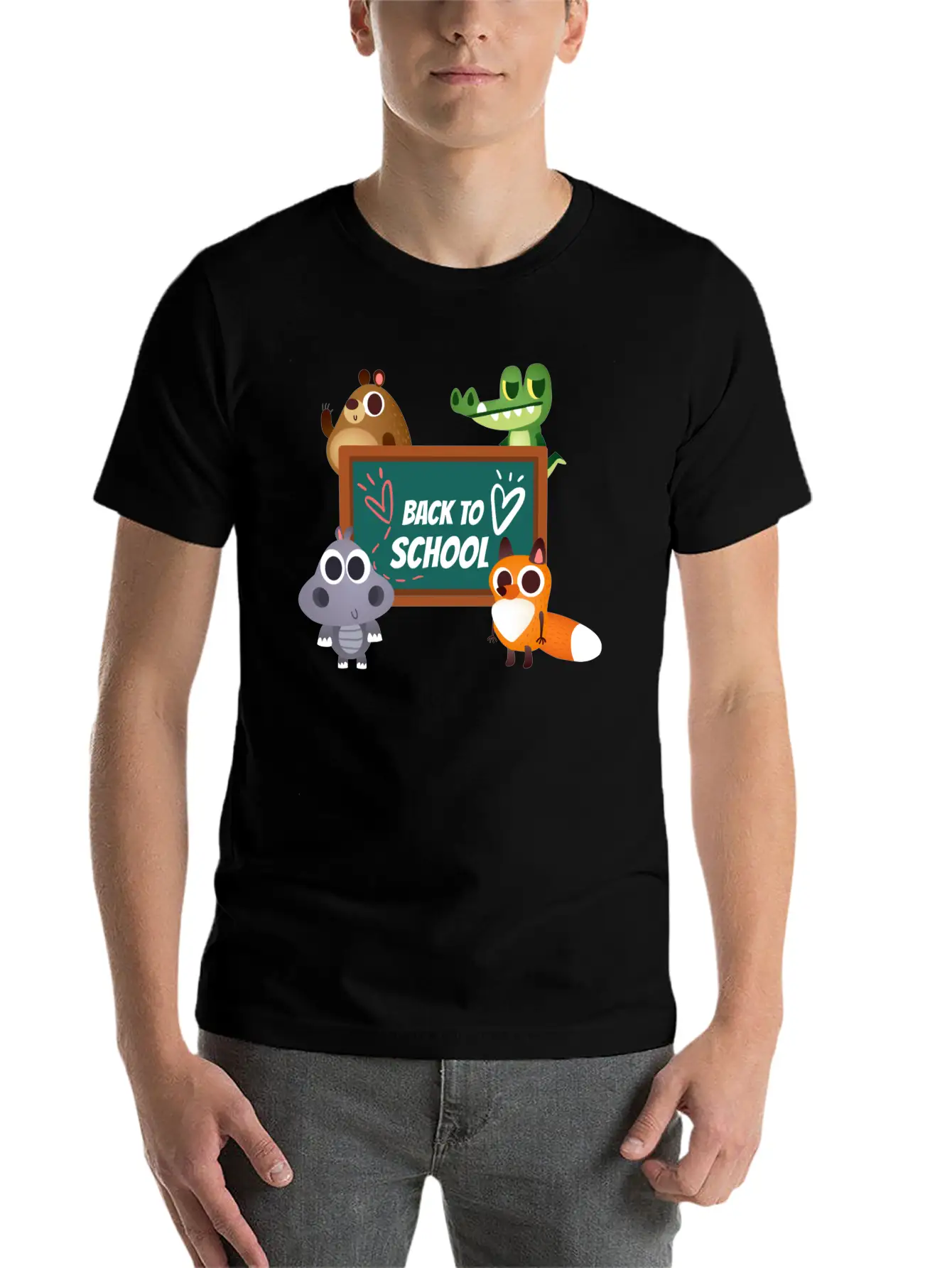 Back To School With Animals Unisex Casual T-Shirt – Clean Design For Daily Comfort