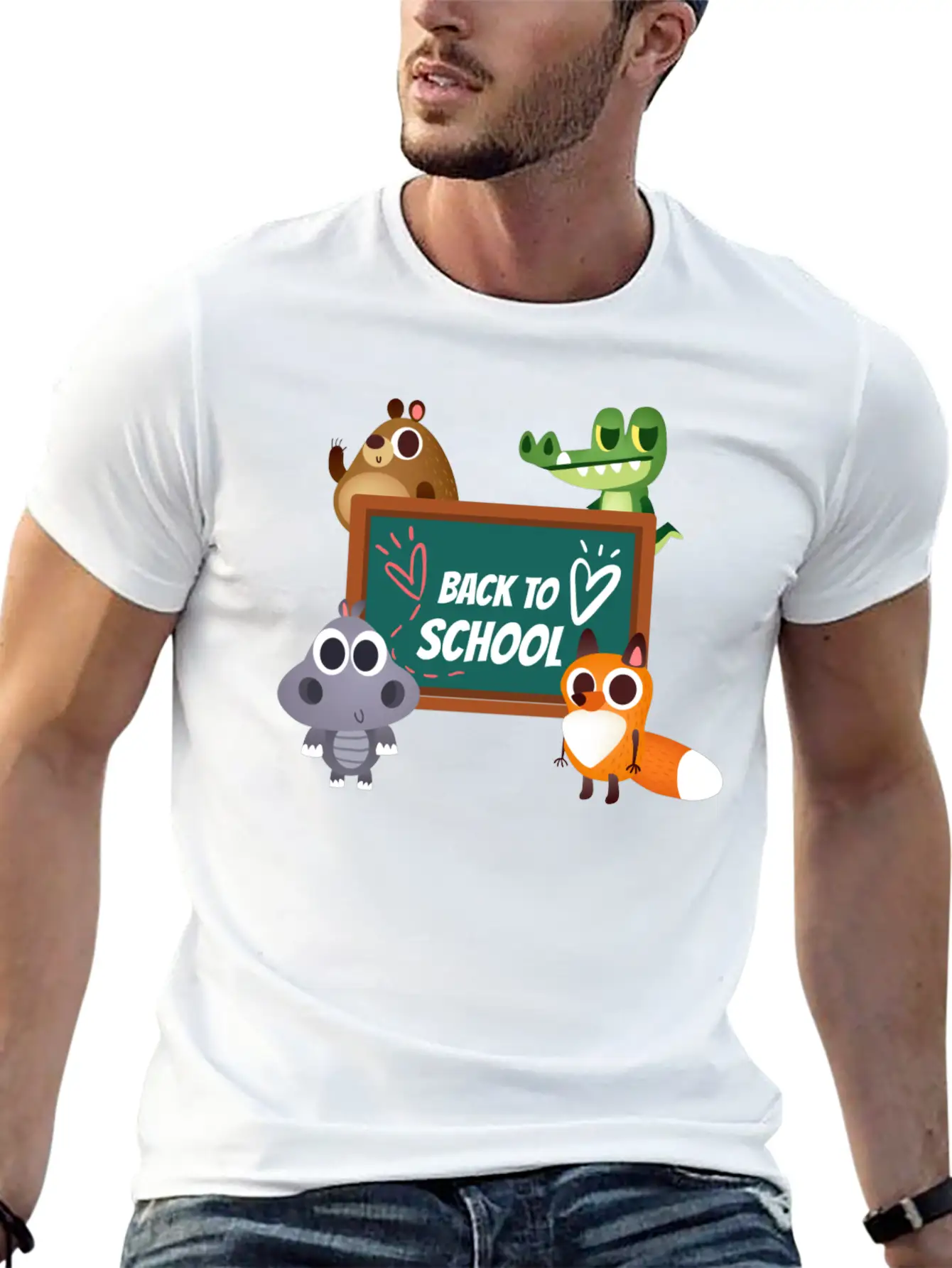 Back To School With Animals Unisex Casual T-Shirt – Clean Design For Daily Comfort