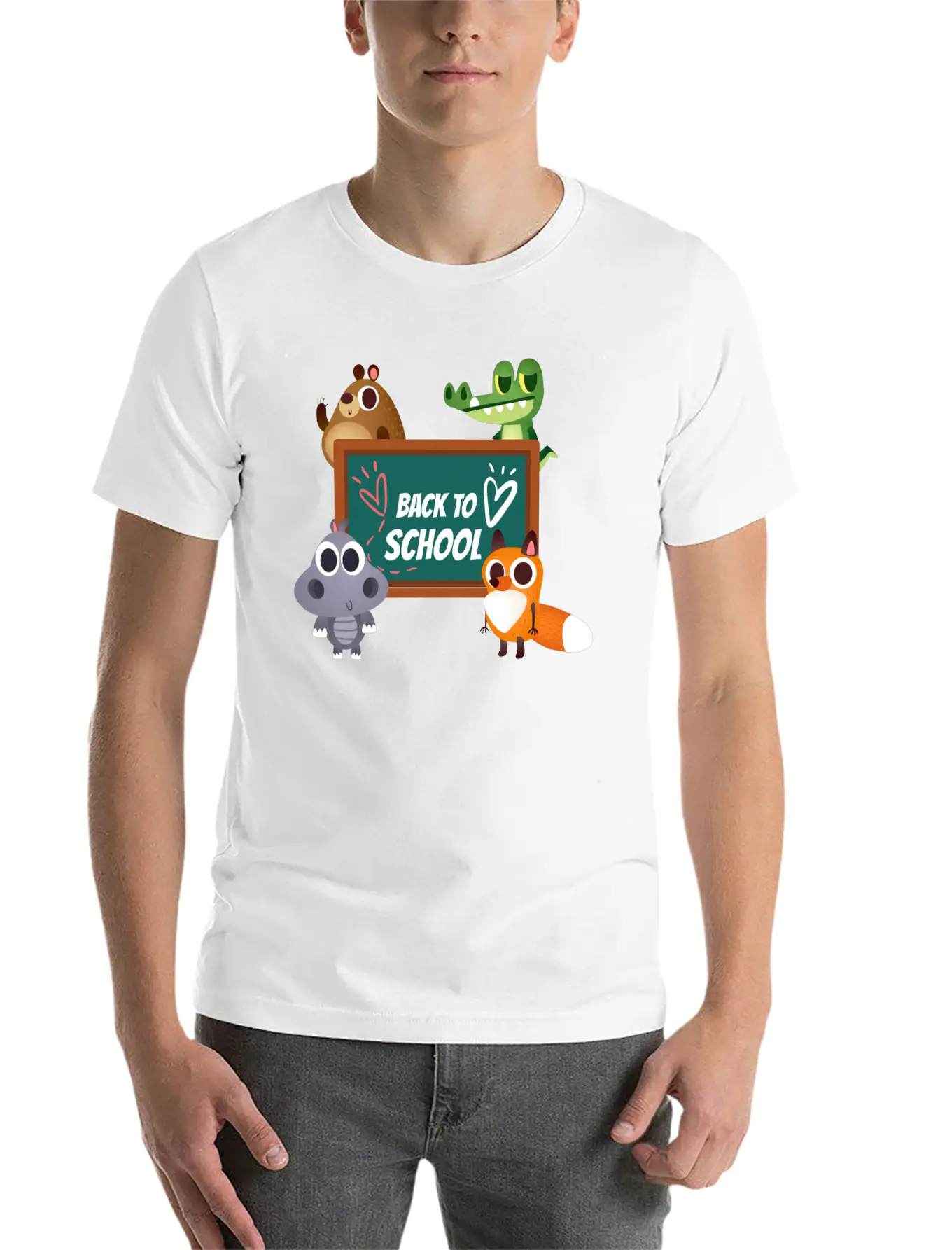 Back To School With Animals Unisex Casual T-Shirt – Clean Design For Daily Comfort