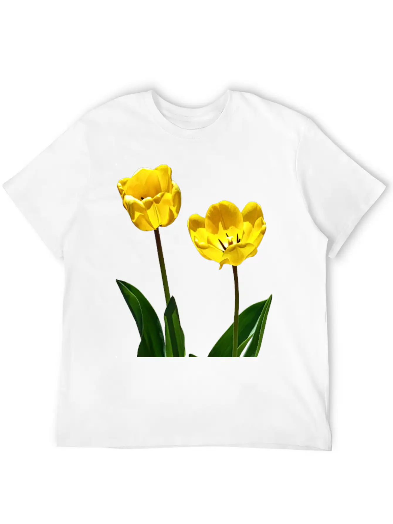 Backlit Yellow Tulips Unisex Short Sleeve Soft Cotton T-Shirt – Casual Everyday Wear