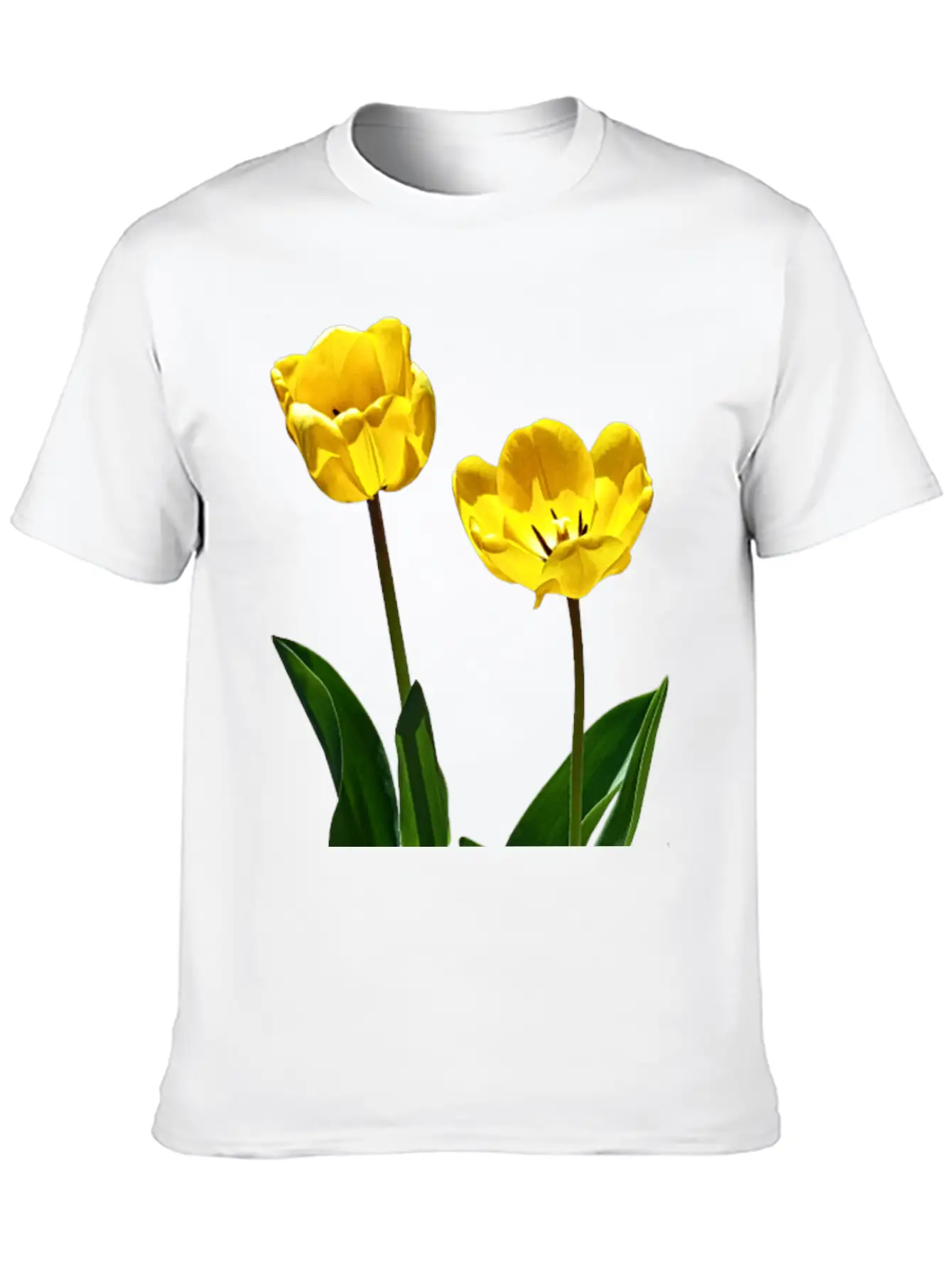 Backlit Yellow Tulips Unisex Short Sleeve Soft Cotton T-Shirt – Casual Everyday Wear
