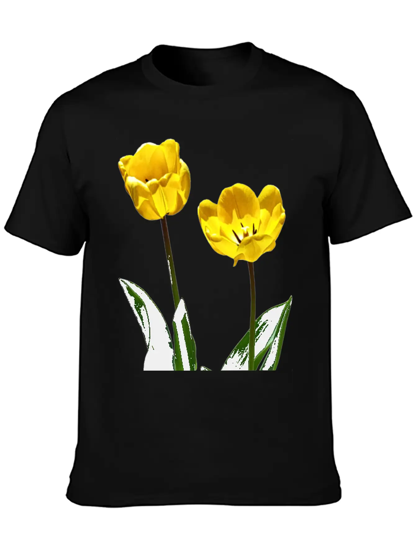 Backlit Yellow Tulips Unisex Short Sleeve Soft Cotton T-Shirt – Casual Everyday Wear