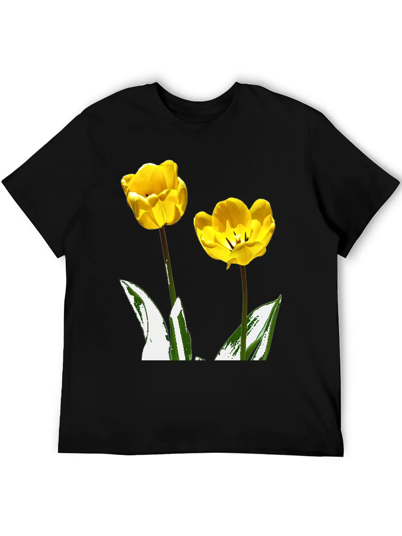 Backlit Yellow Tulips Unisex Short Sleeve Soft Cotton T-Shirt – Casual Everyday Wear