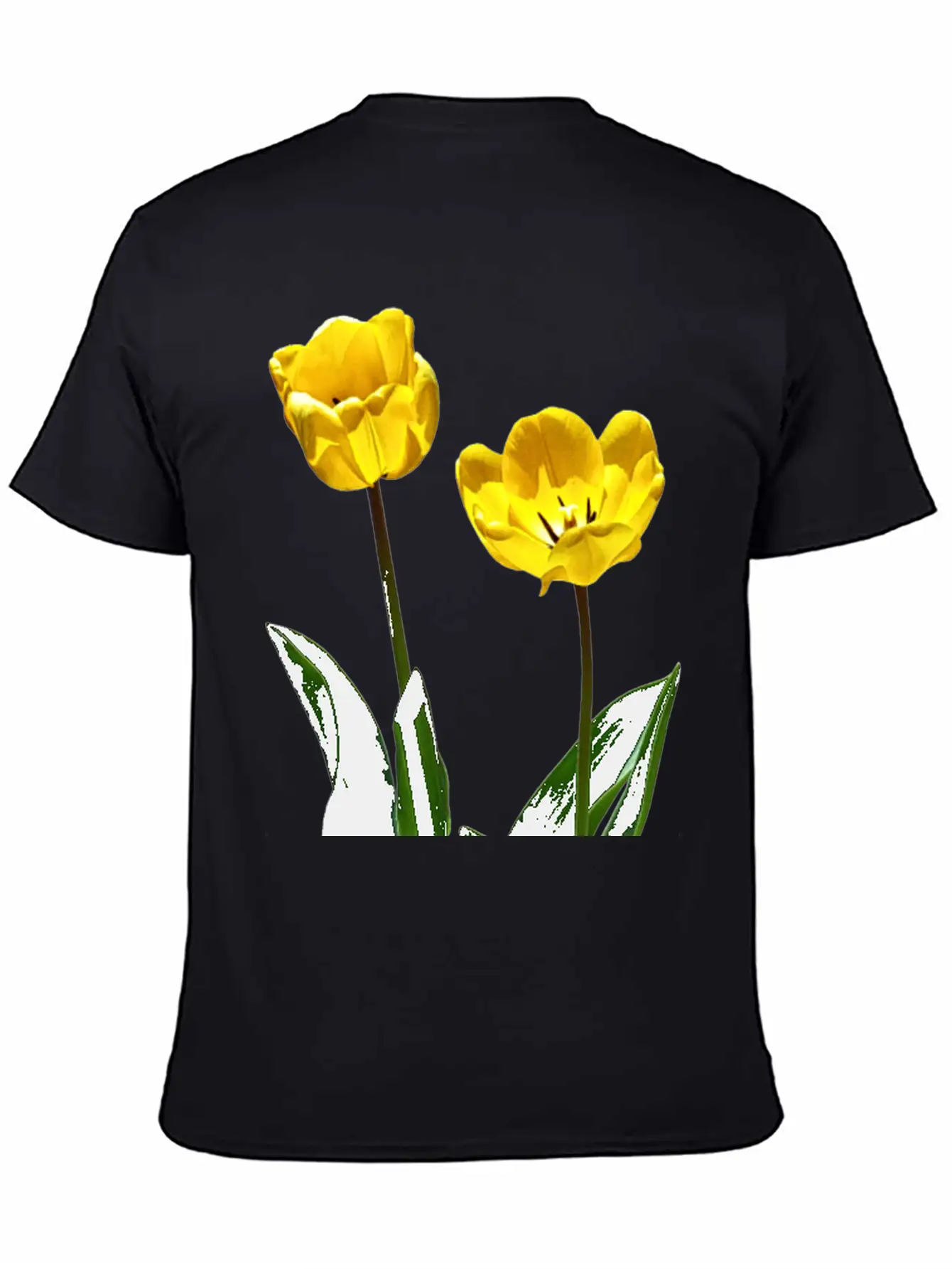 Backlit Yellow Tulips Unisex Short Sleeve Soft Cotton T-Shirt – Casual Everyday Wear