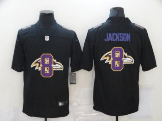 Men's Baltimore Ravens #8 Lamar Jackson Black Authentic Game Jerseys