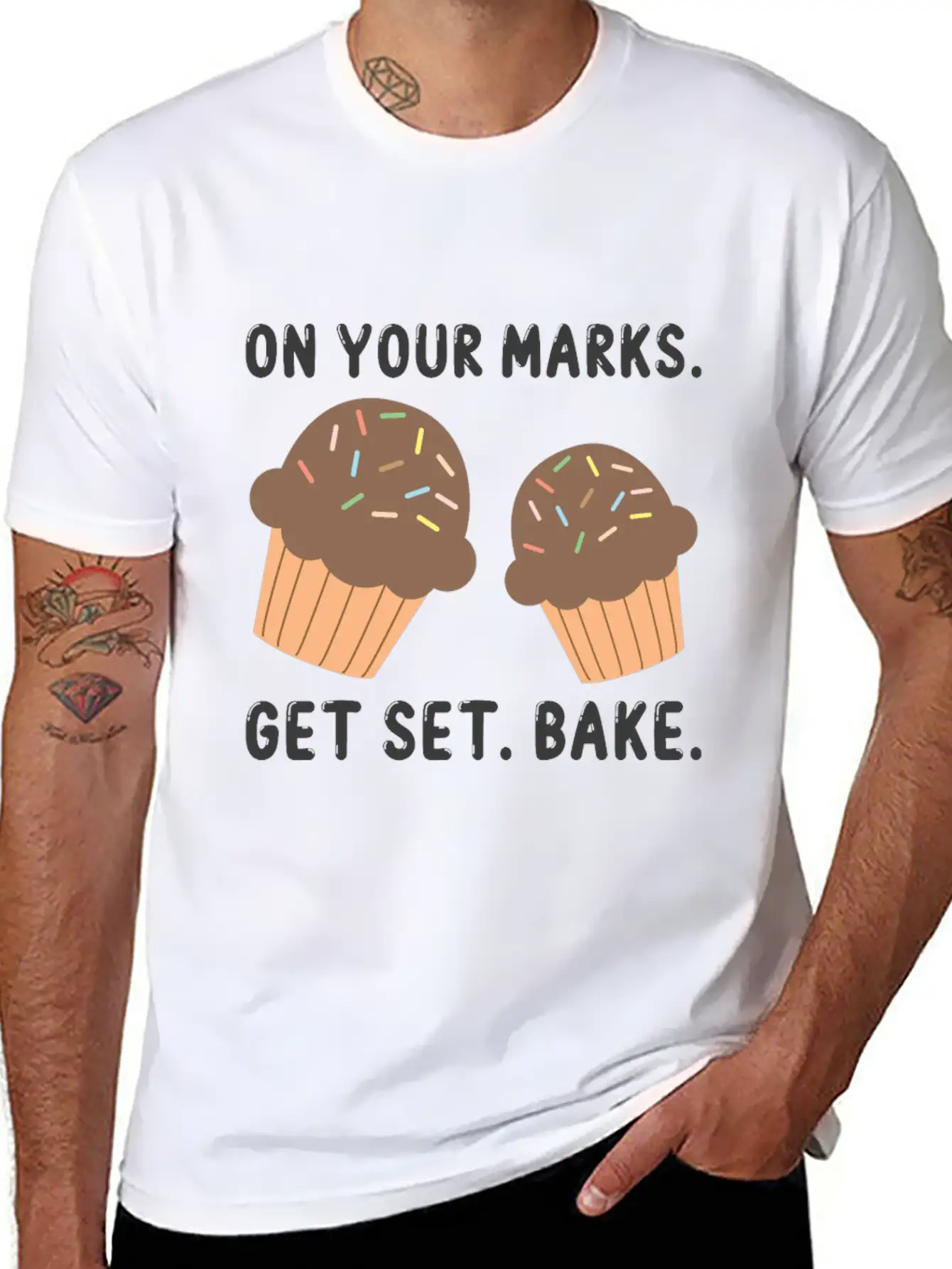 Bake On Your Mark Unisex Short Sleeve Soft Cotton T-Shirt – Casual Everyday Wear