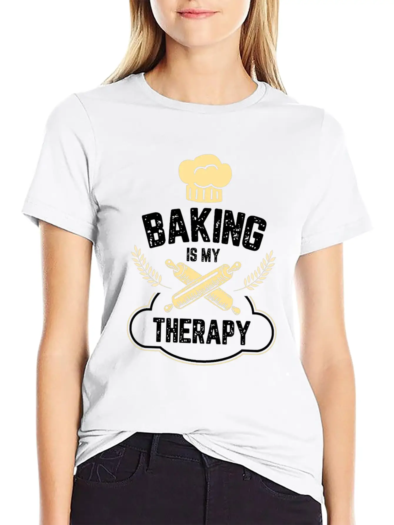 Baking Is My Therapy Cake And Cookies Bake Gift Unisex Short Sleeve Soft Cotton T-Shirt – Casual Everyday Wear