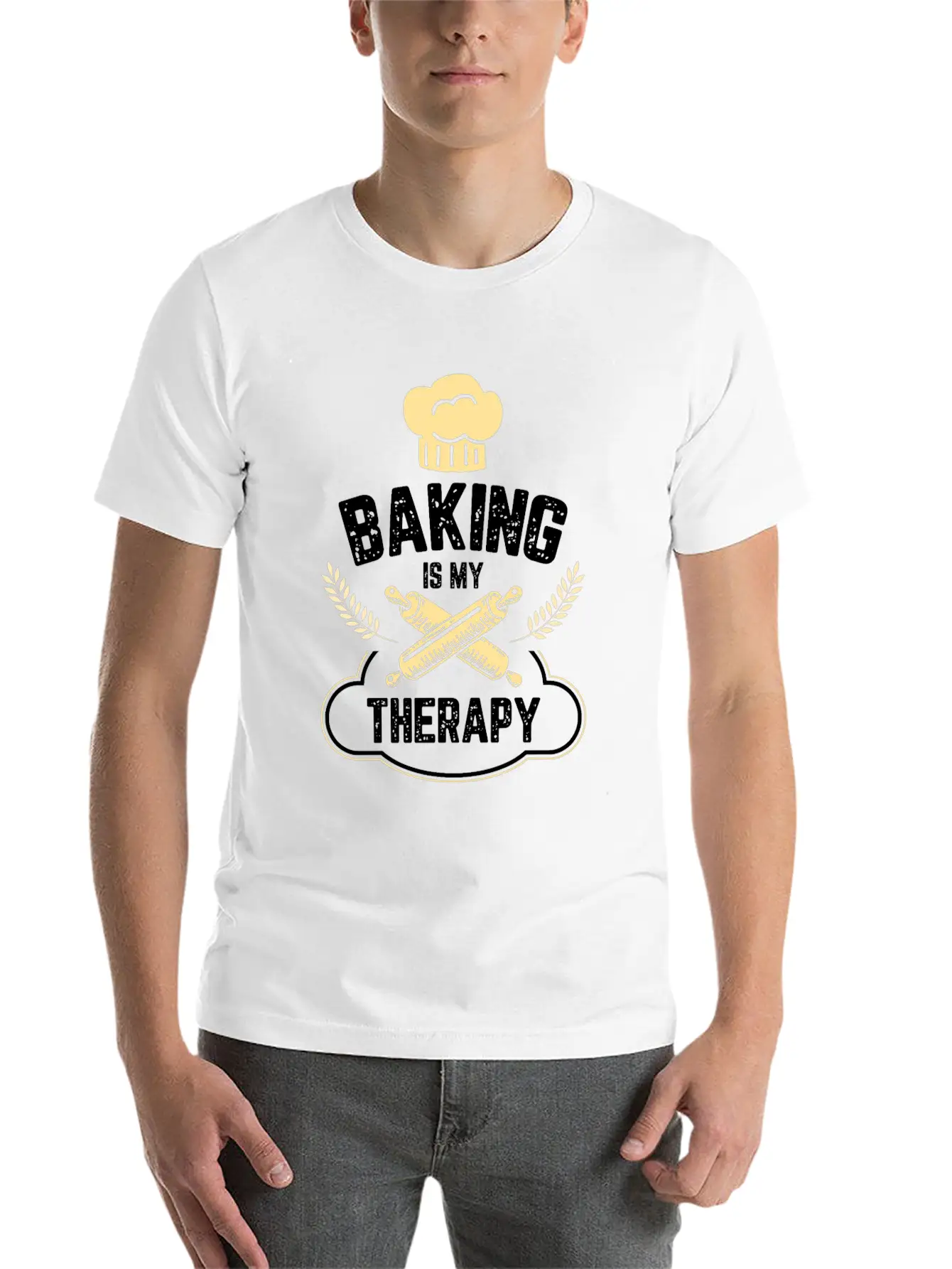Baking Is My Therapy Cake And Cookies Bake Gift Unisex Short Sleeve Soft Cotton T-Shirt – Casual Everyday Wear