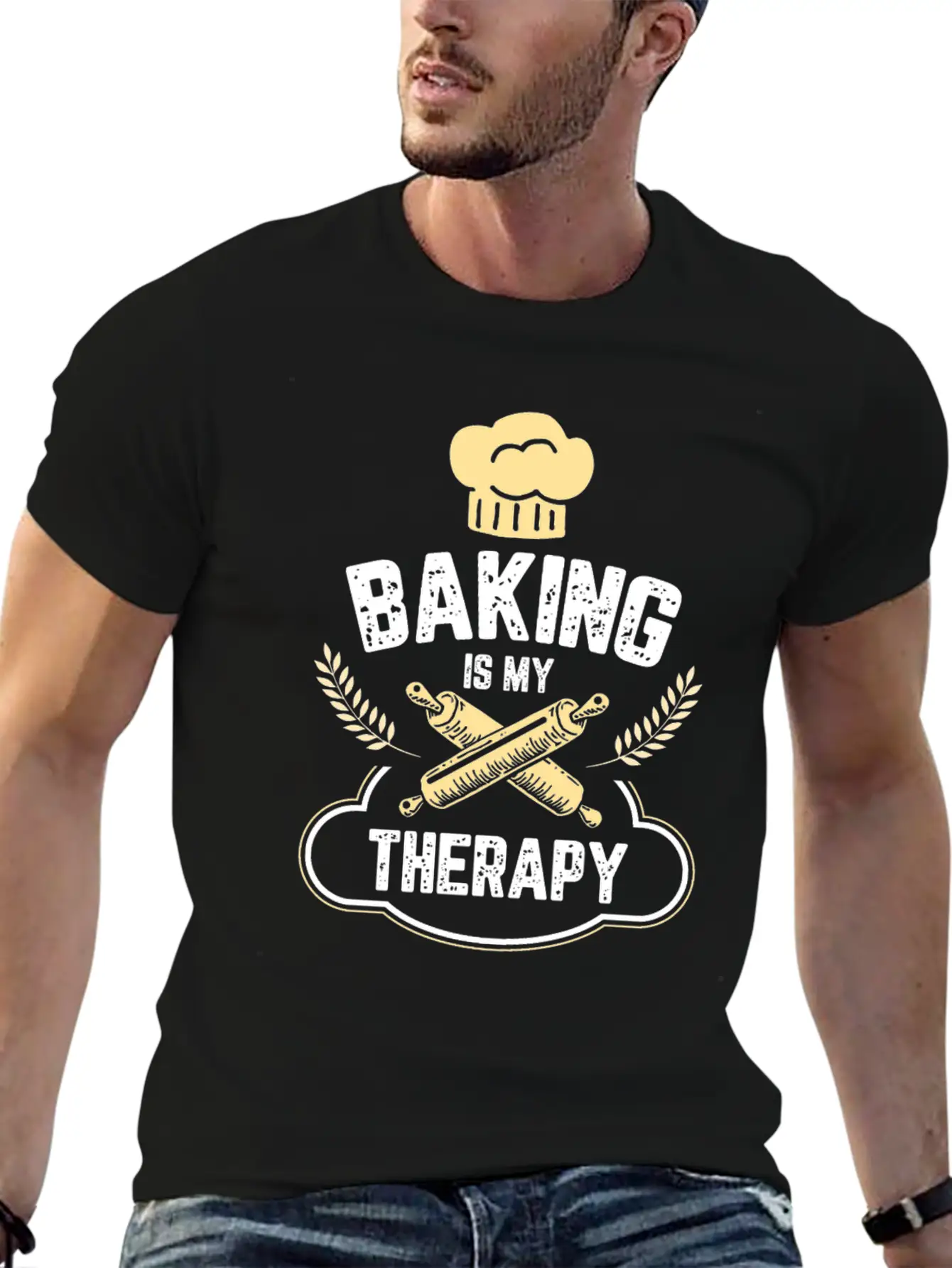 Baking Is My Therapy Cake And Cookies Bake Gift Unisex Short Sleeve Soft Cotton T-Shirt – Casual Everyday Wear