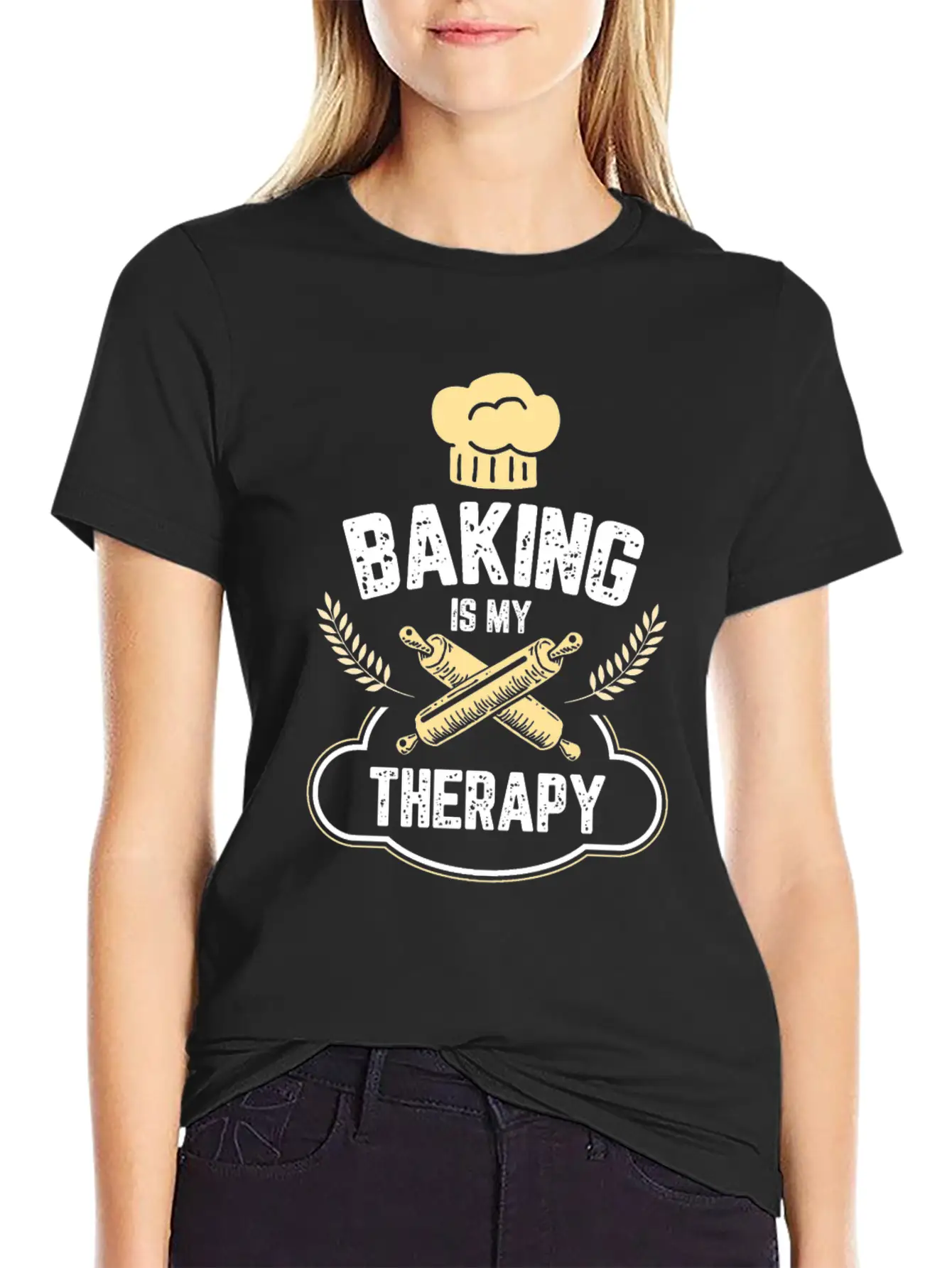 Baking Is My Therapy Cake And Cookies Bake Gift Unisex Short Sleeve Soft Cotton T-Shirt – Casual Everyday Wear
