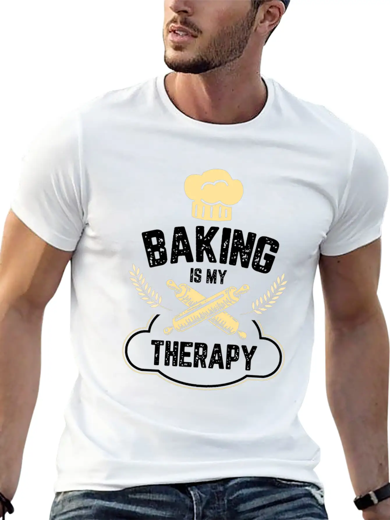 Baking Is My Therapy Cake And Cookies Bake Gift Unisex Short Sleeve Soft Cotton T-Shirt – Casual Everyday Wear