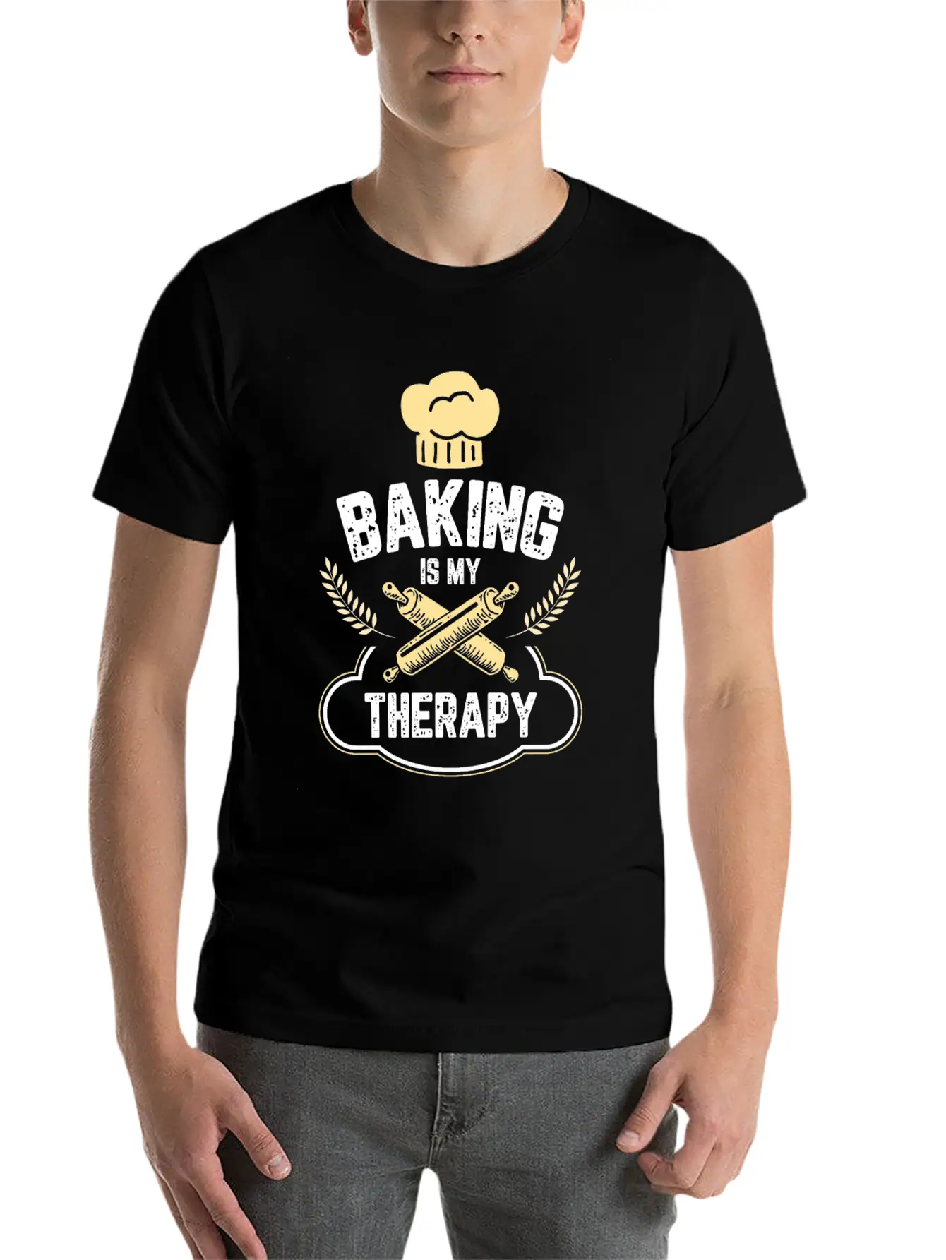 Baking Is My Therapy Cake And Cookies Bake Gift Unisex Short Sleeve Soft Cotton T-Shirt – Casual Everyday Wear