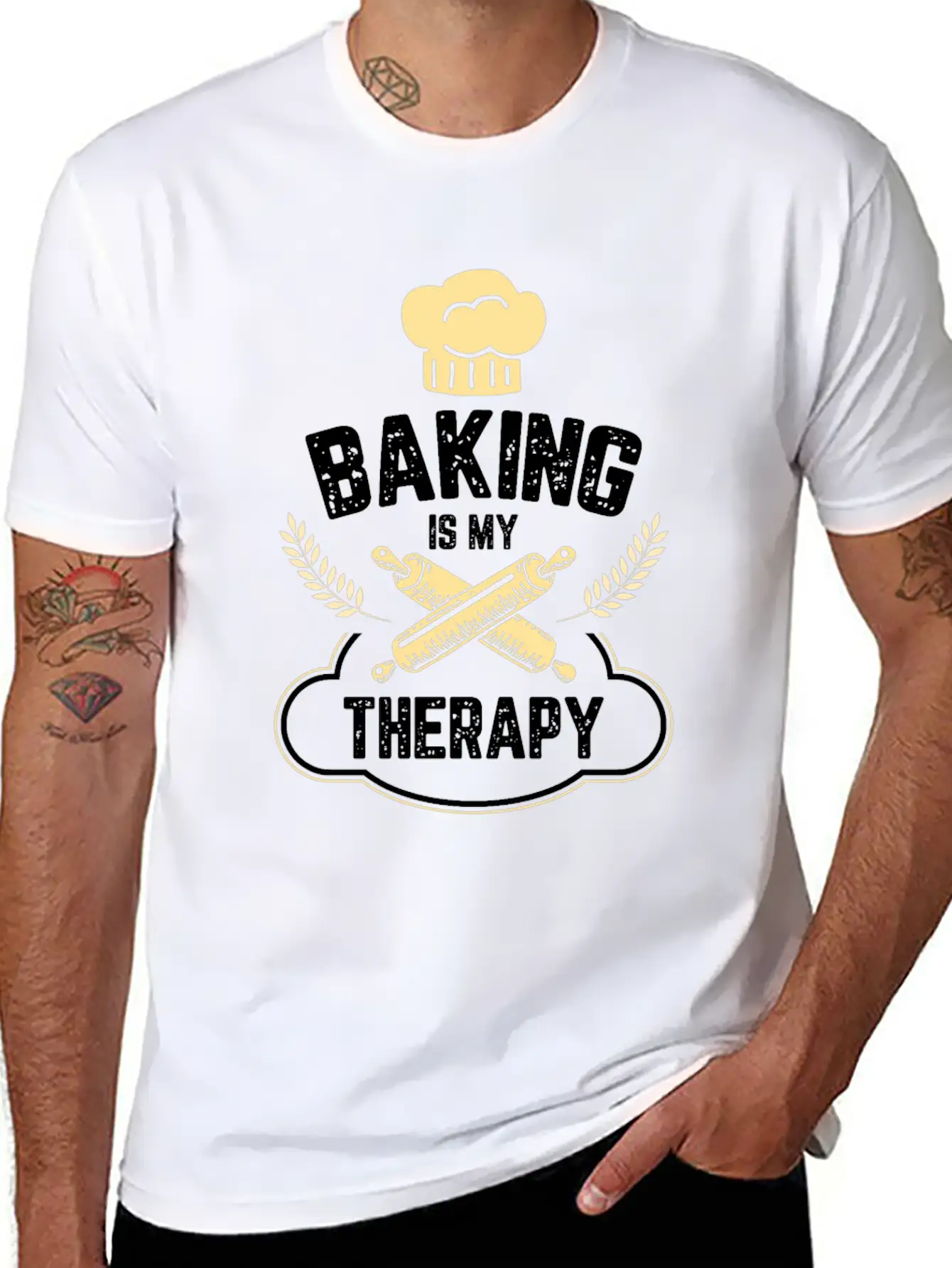 Baking Is My Therapy Cake And Cookies Bake Gift Unisex Short Sleeve Soft Cotton T-Shirt – Casual Everyday Wear