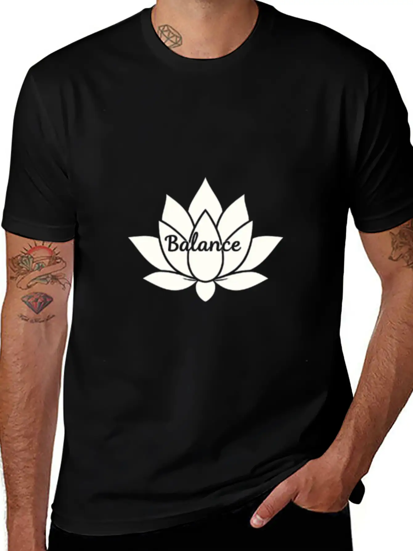 Balance Petals Minimalist T-Shirt – Simple Floral Unisex Short Sleeve Soft Cotton T-Shirt – Casual Everyday Wear
