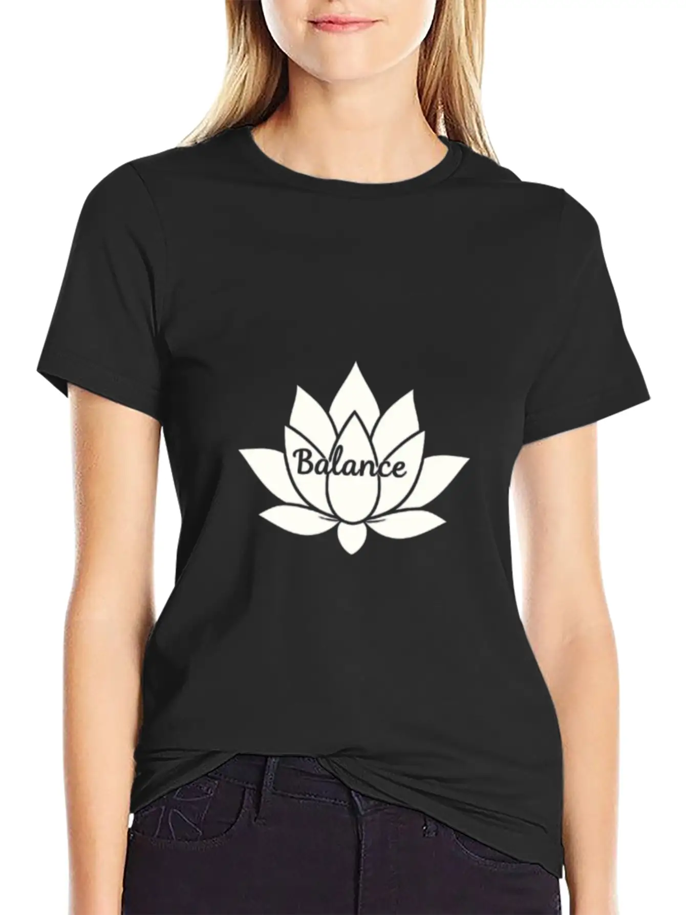 Balance Petals Minimalist T-Shirt – Simple Floral Unisex Short Sleeve Soft Cotton T-Shirt – Casual Everyday Wear