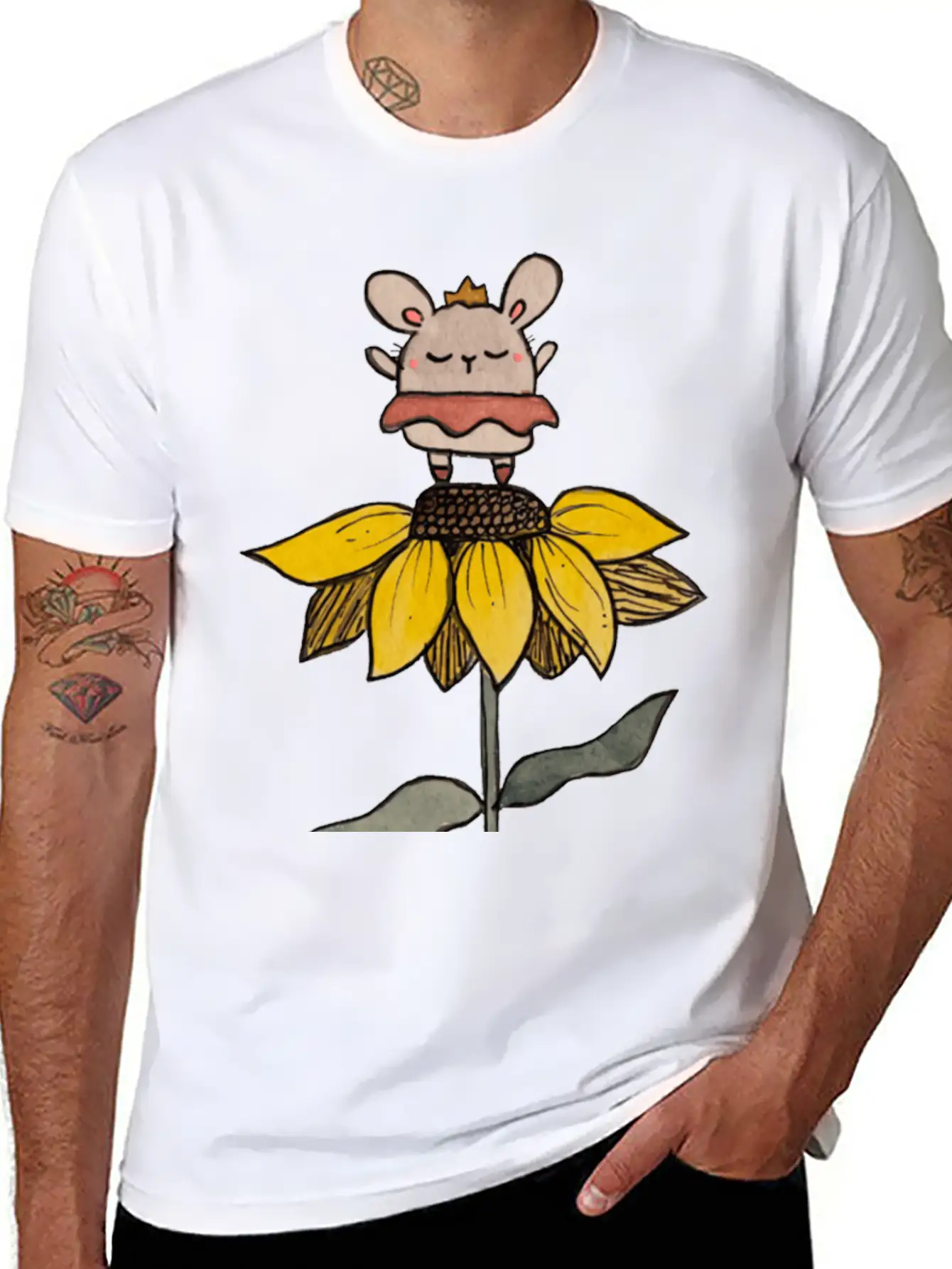 Ballerina Bunny On Sunflower Stylish Everyday T-Shirt – Unisex Basic Cotton Tee