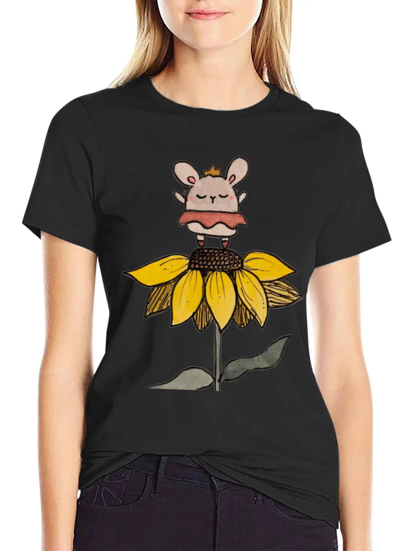 Ballerina Bunny On Sunflower Stylish Everyday T-Shirt – Unisex Basic Cotton Tee
