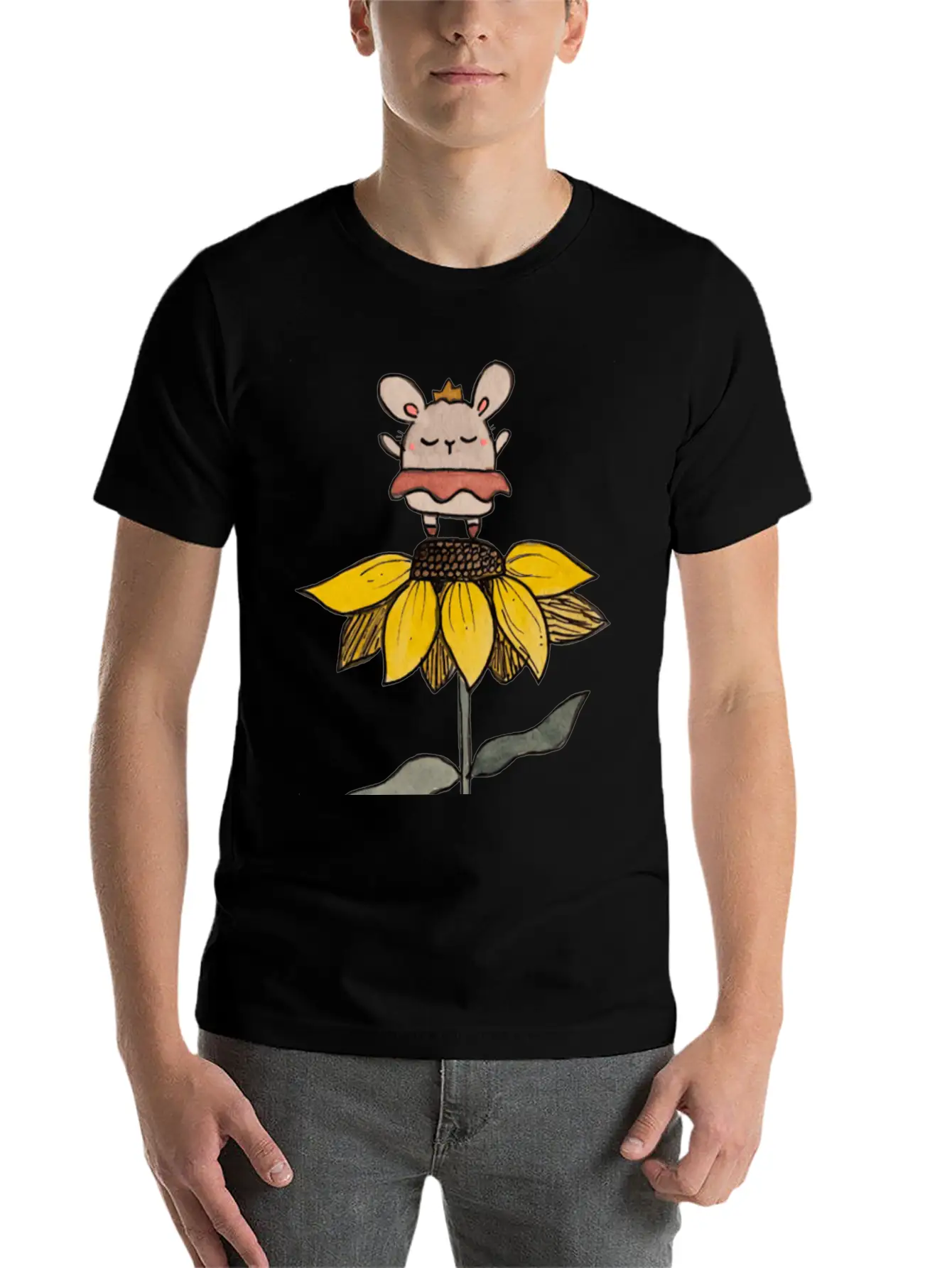 Ballerina Bunny On Sunflower Stylish Everyday T-Shirt – Unisex Basic Cotton Tee