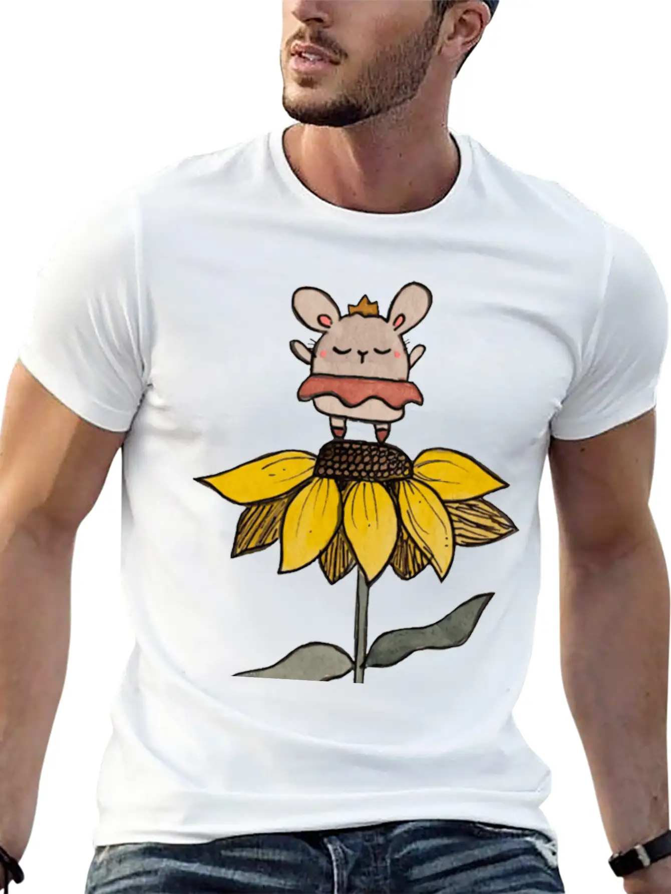 Ballerina Bunny On Sunflower Stylish Everyday T-Shirt – Unisex Basic Cotton Tee