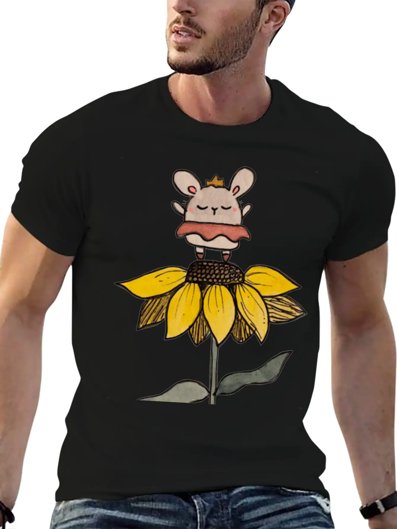 Ballerina Bunny On Sunflower Stylish Everyday T-Shirt – Unisex Basic Cotton Tee