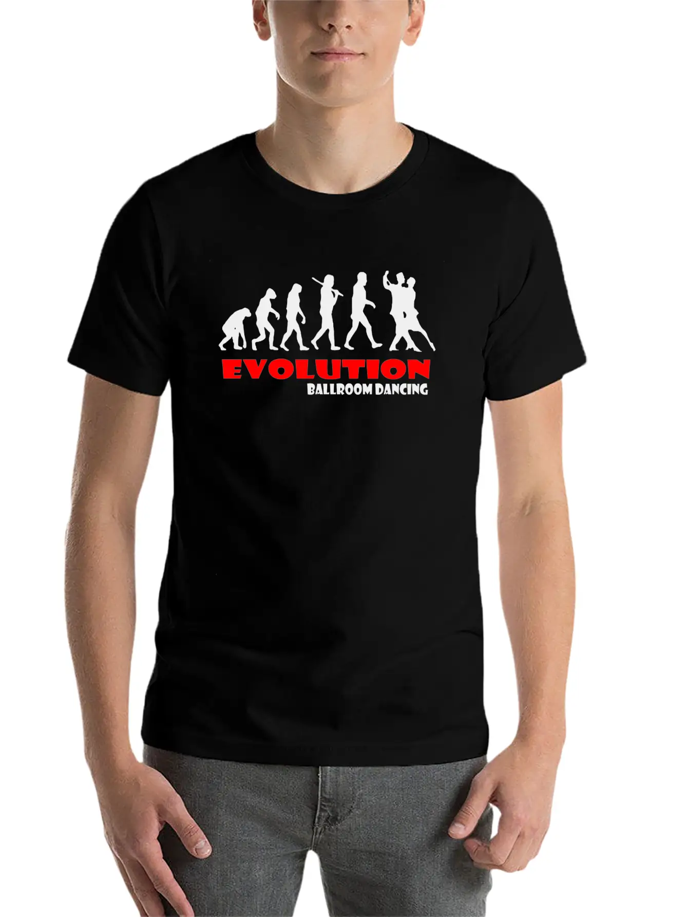 Ballroom Dancing Ape Of Evolution Unisex Short Sleeve Soft Cotton T-Shirt – Casual Everyday Wear