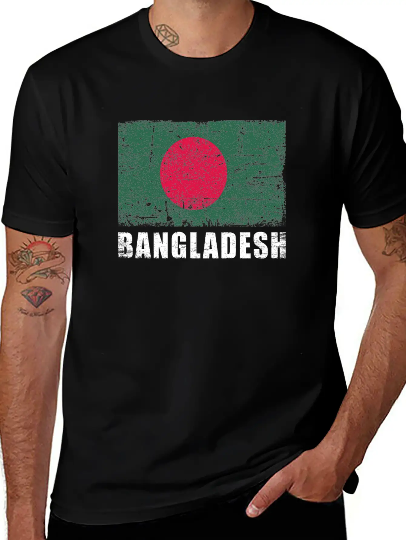 Bangladesh Flag Grunge Country Flag Bangladesh Unisex Short Sleeve Soft Cotton T-Shirt – Casual Everyday Wear