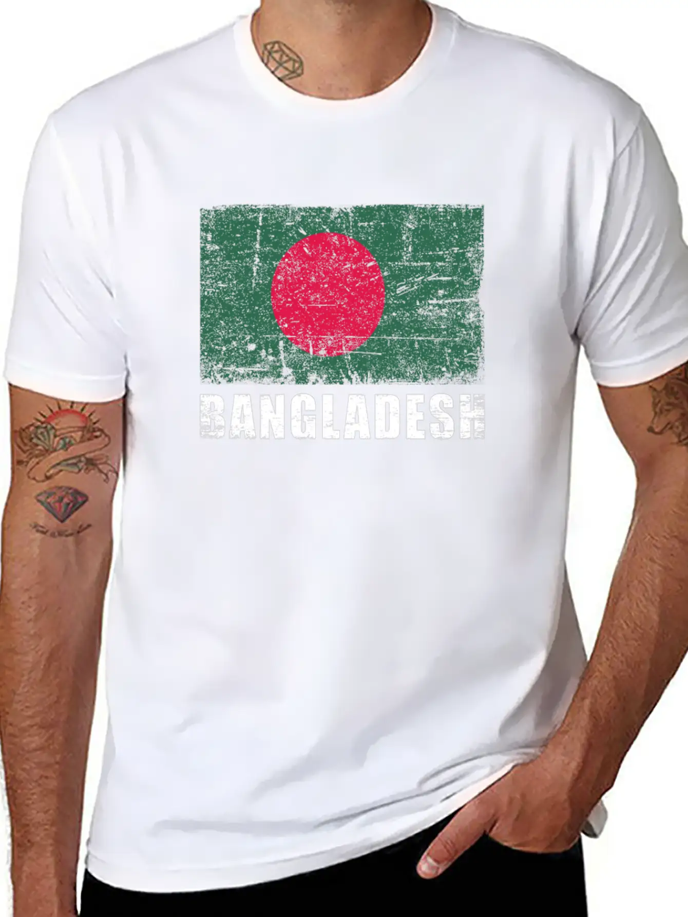 Bangladesh Flag Grunge Country Flag Bangladesh Unisex Short Sleeve Soft Cotton T-Shirt – Casual Everyday Wear