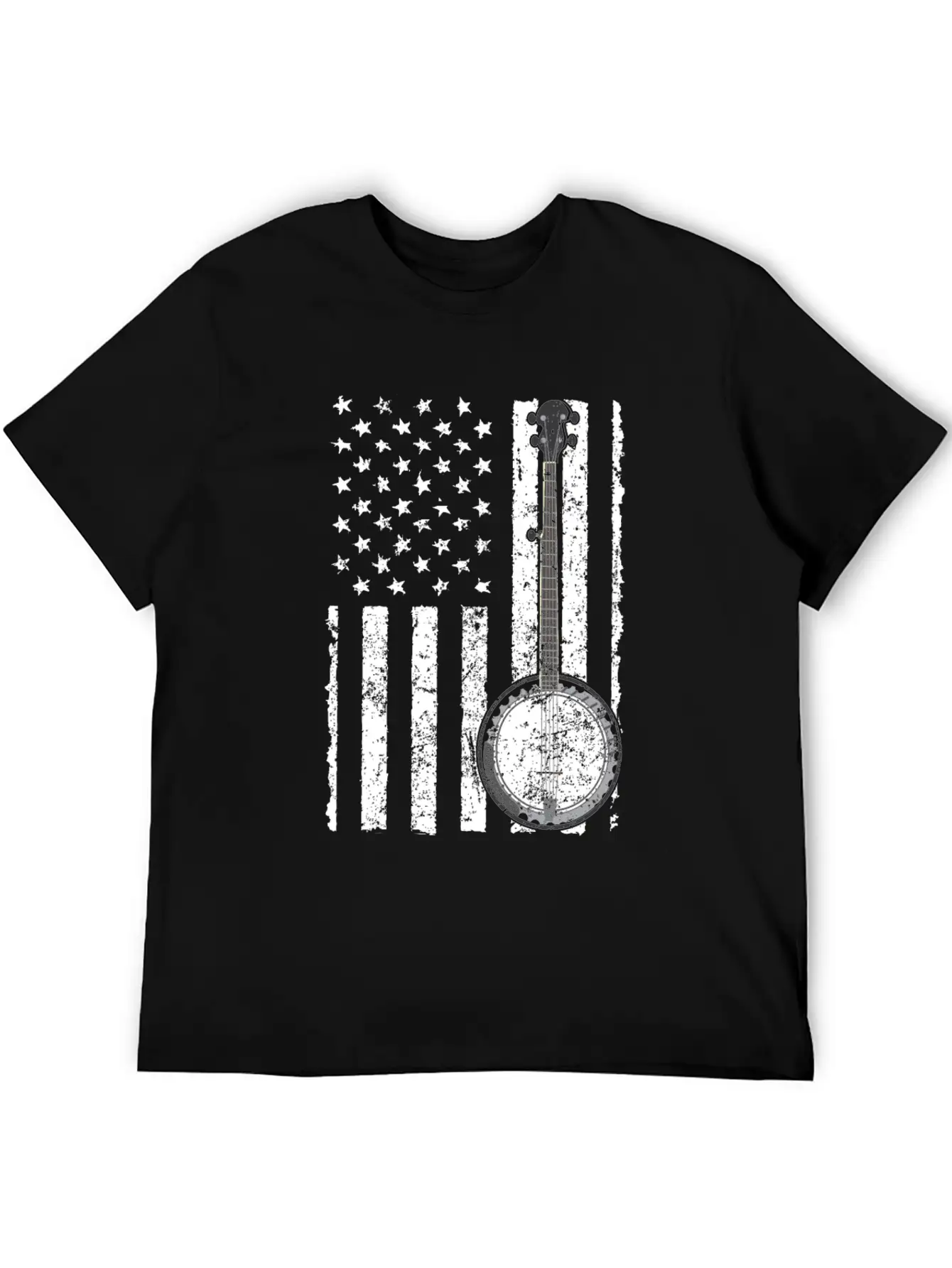 Banjo Bluegrass American Flag USA Apparel Comfortable Minimalist Graphic Tee – Summer Style Essential