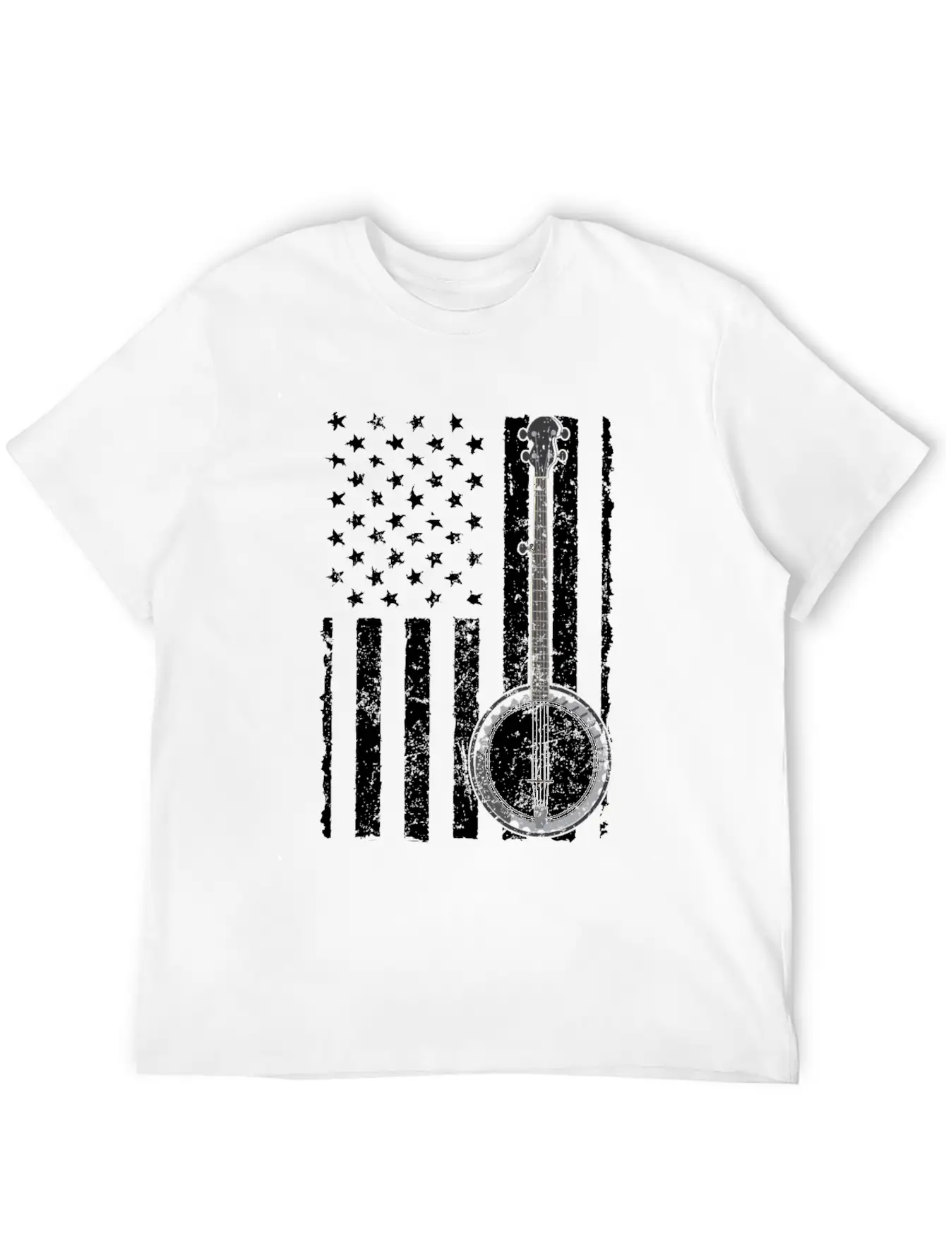 Banjo Bluegrass American Flag USA Apparel Comfortable Minimalist Graphic Tee – Summer Style Essential