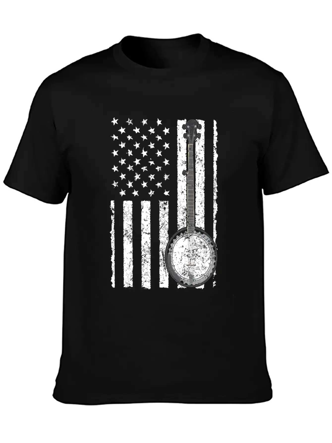 Banjo Bluegrass American Flag USA Apparel Comfortable Minimalist Graphic Tee – Summer Style Essential