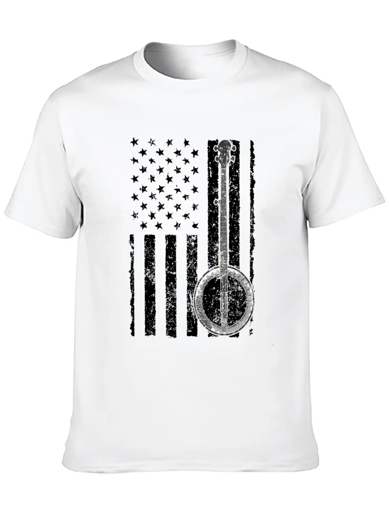Banjo Bluegrass American Flag USA Apparel Comfortable Minimalist Graphic Tee – Summer Style Essential