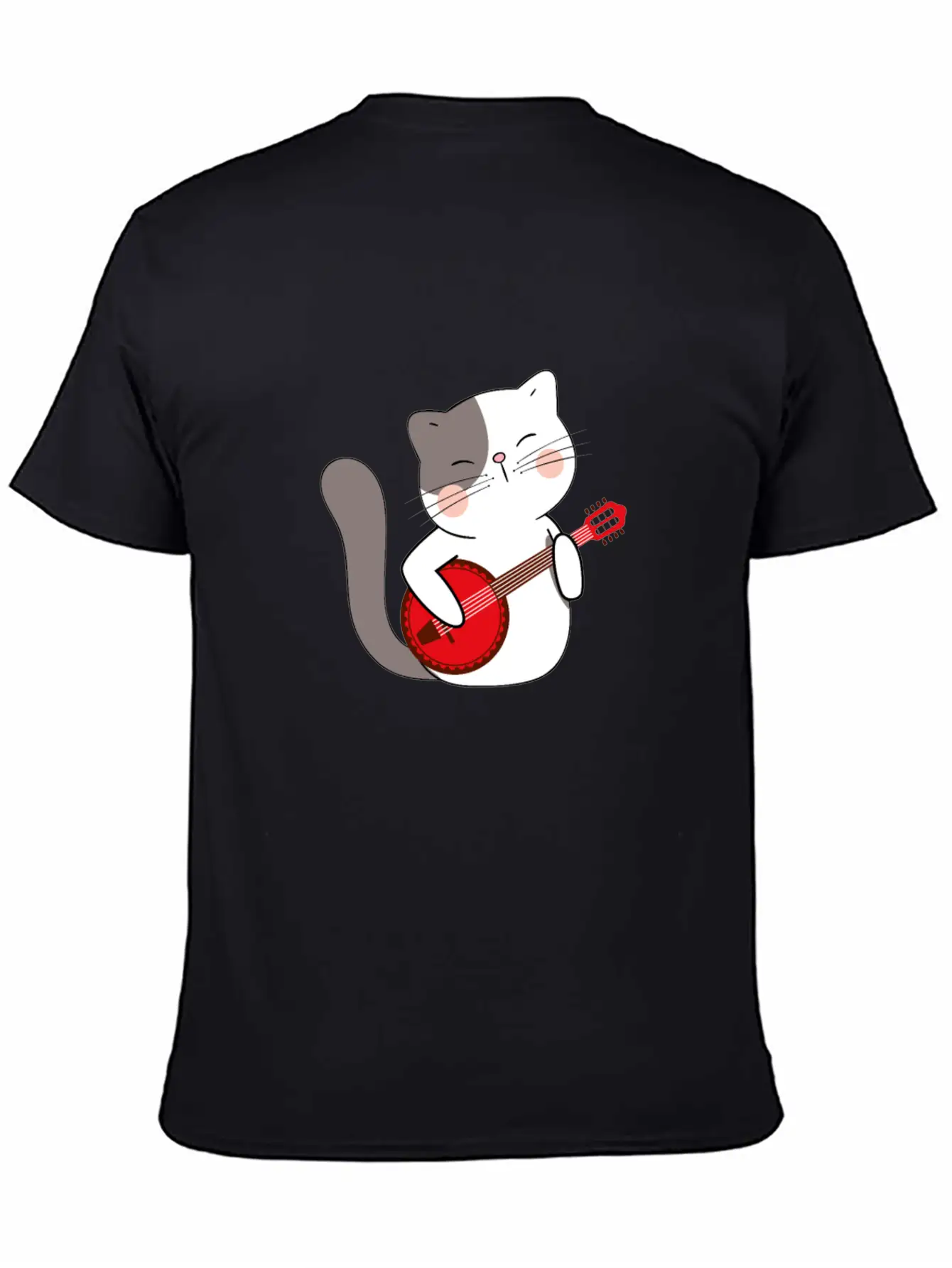 Banjo Cat Unisex Short Sleeve Soft Cotton T-Shirt – Casual Everyday Wear
