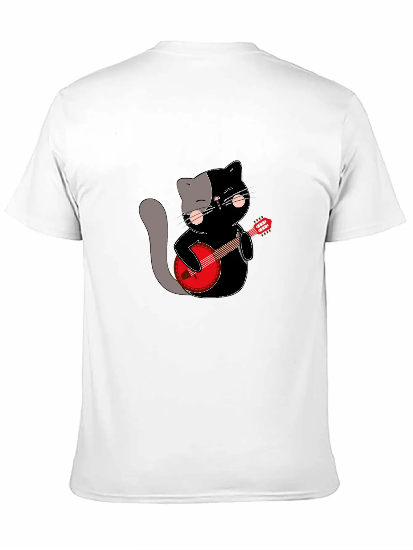 Banjo Cat Unisex Short Sleeve Soft Cotton T-Shirt – Casual Everyday Wear