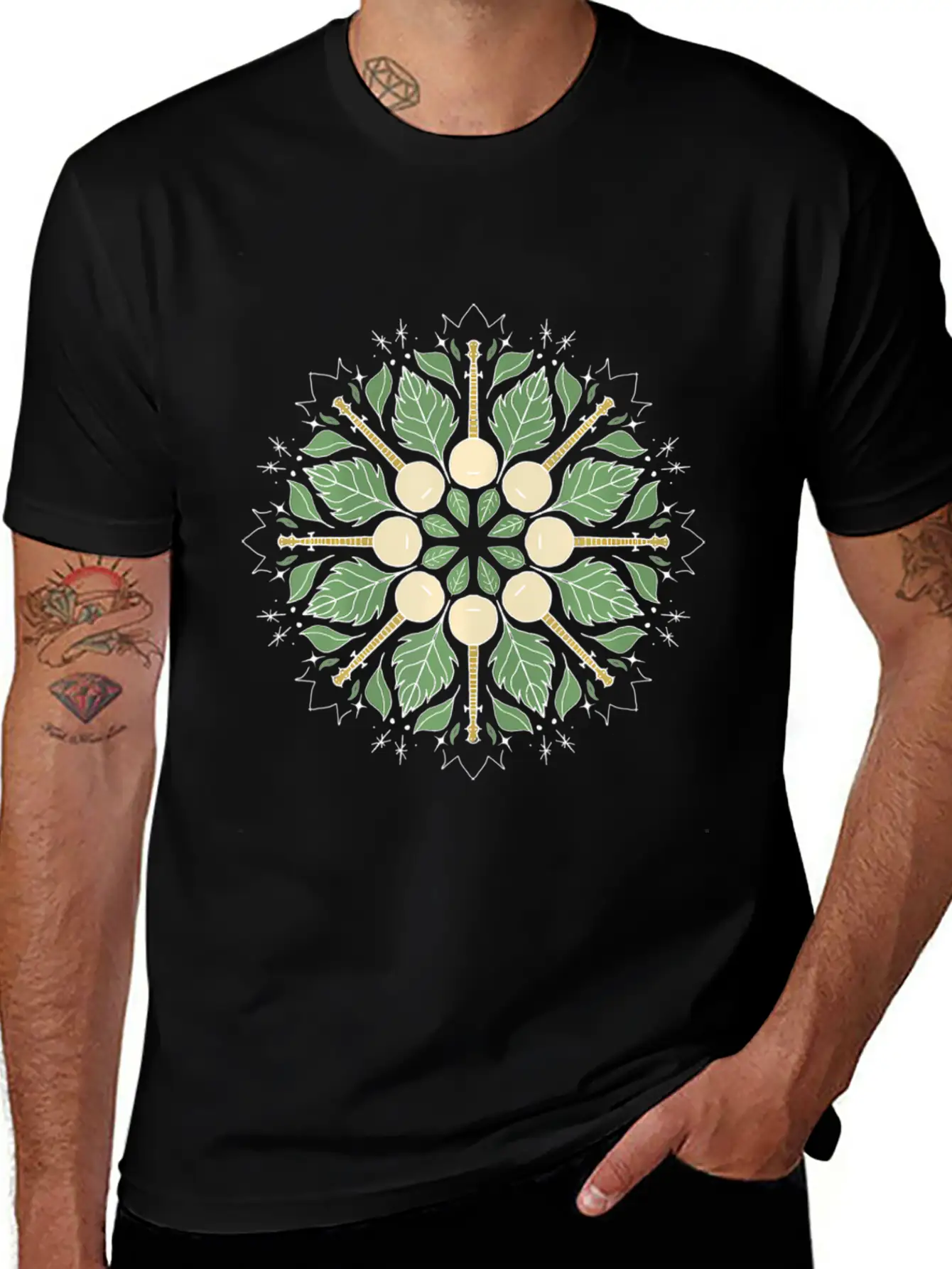 Banjo Mandala Bluegrass Mindfulness & Nature Timeless Short Sleeve Tee – Comfy And Minimalist Design