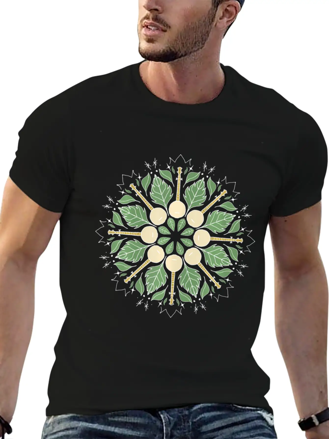 Banjo Mandala Bluegrass Mindfulness & Nature Timeless Short Sleeve Tee – Comfy And Minimalist Design