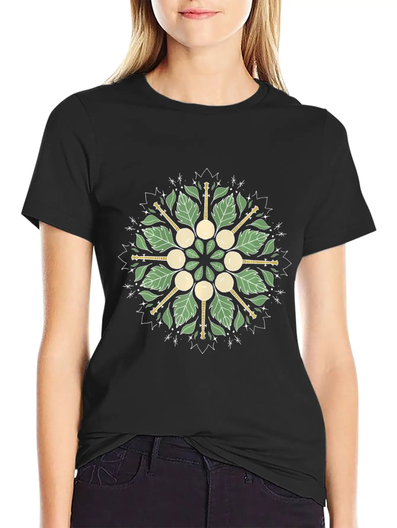 Banjo Mandala Bluegrass Mindfulness & Nature Timeless Short Sleeve Tee – Comfy And Minimalist Design