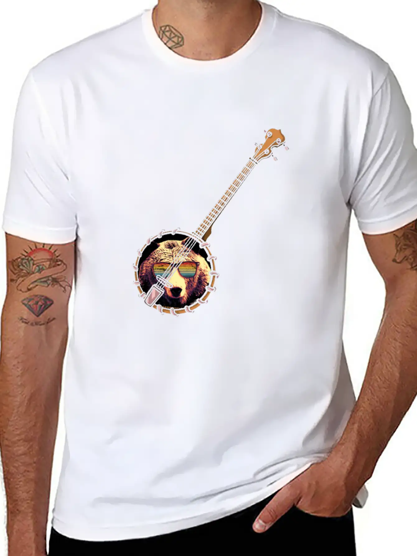 Banjo Shirts For Men Bluegrass Appalachia Folk Unisex Short Sleeve Soft Cotton T-Shirt – Casual Everyday Wear