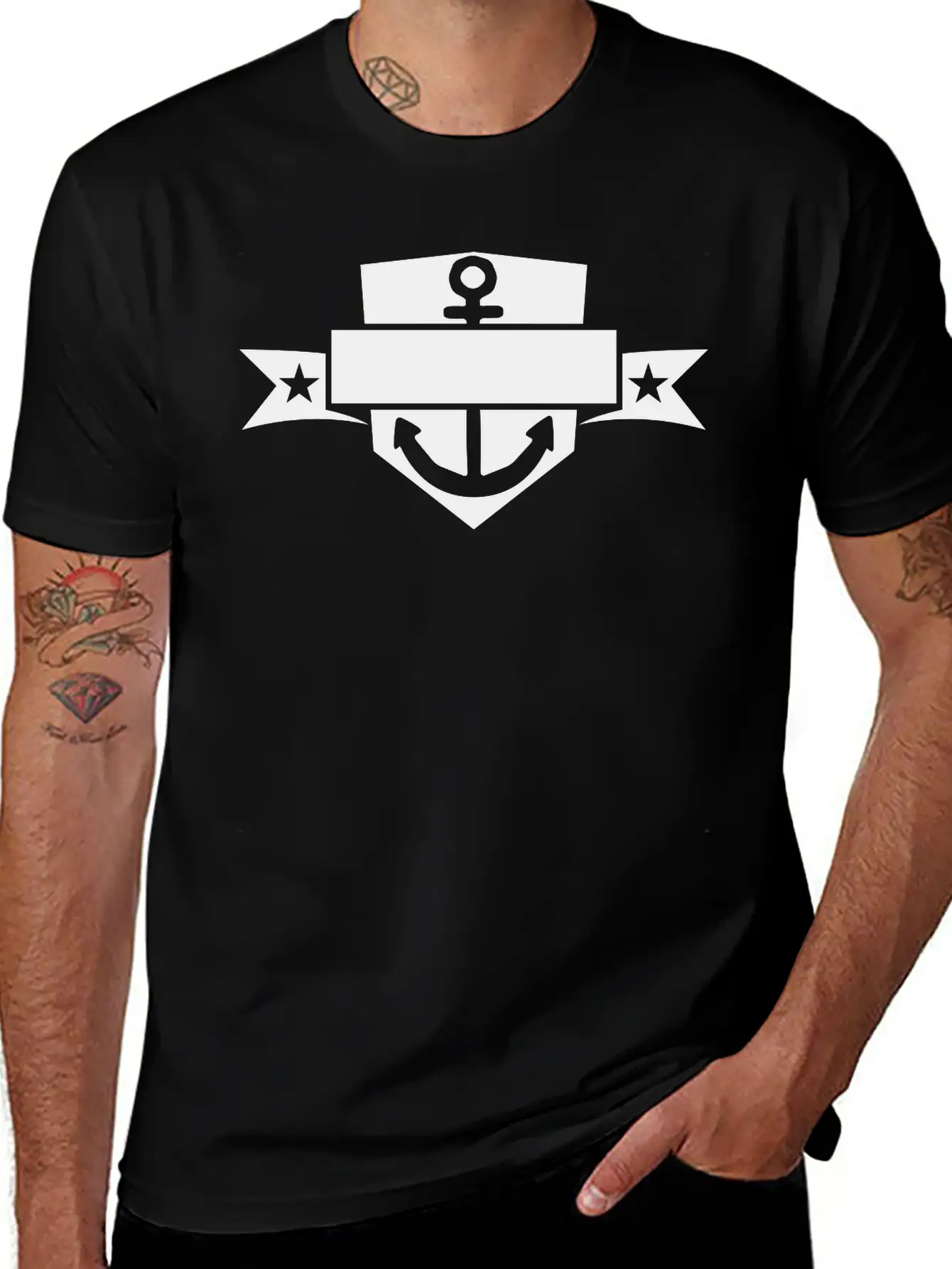 Banner Shield Coat Of Arms Text Name Anchored Anch Unisex Short Sleeve Soft Cotton T-Shirt – Casual Everyday Wear