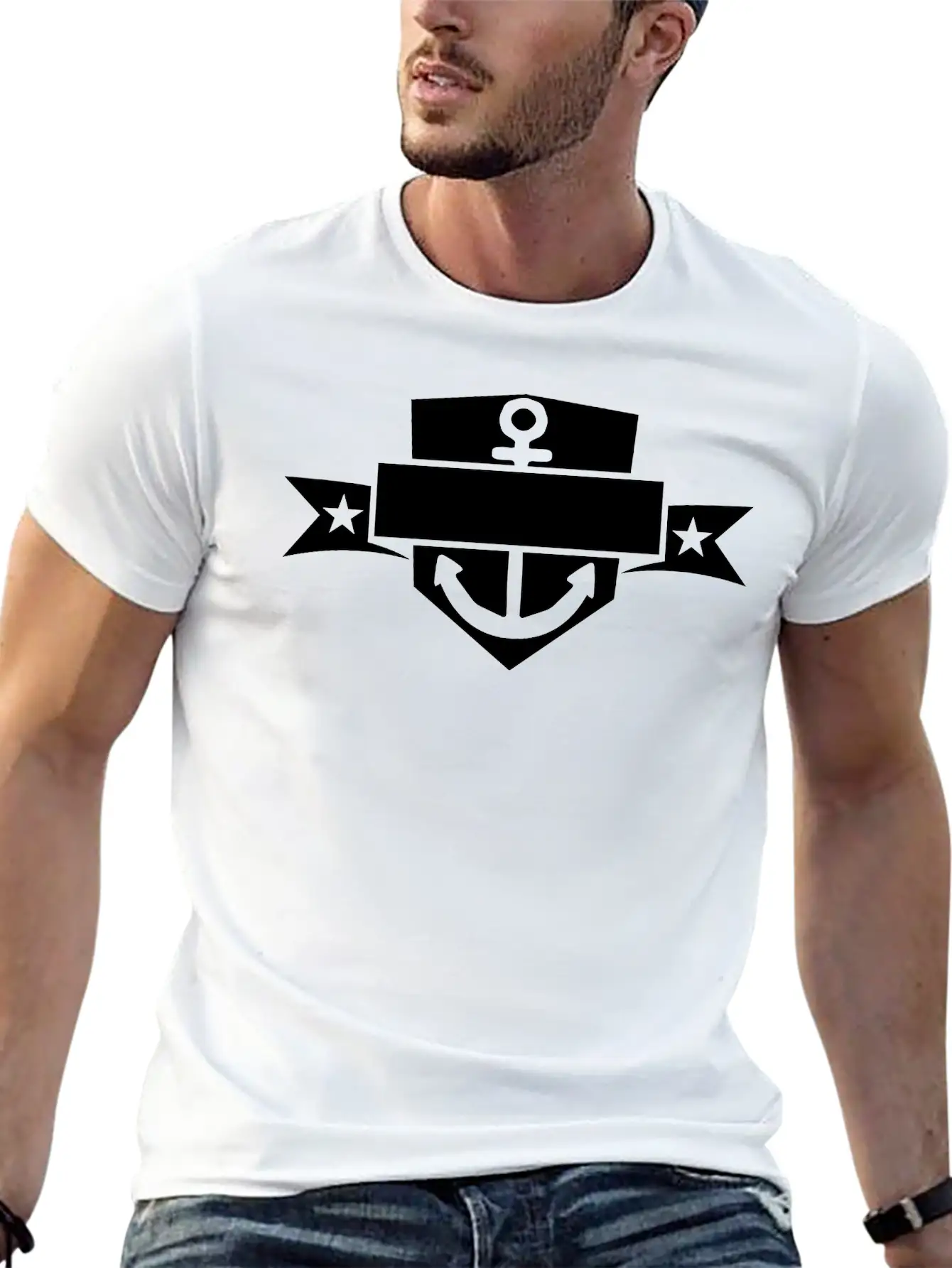 Banner Shield Coat Of Arms Text Name Anchored Anch Unisex Short Sleeve Soft Cotton T-Shirt – Casual Everyday Wear
