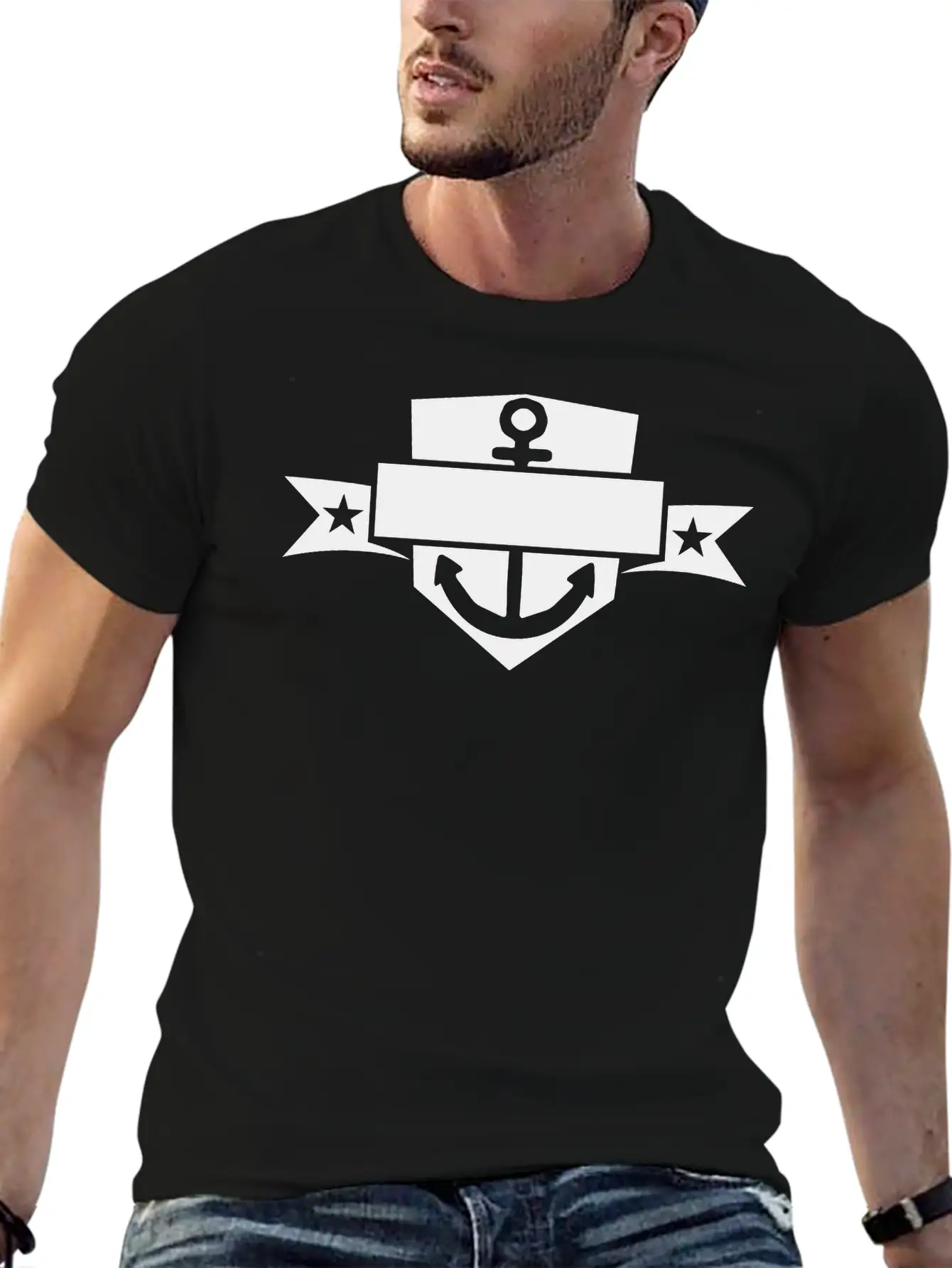Banner Shield Coat Of Arms Text Name Anchored Anch Unisex Short Sleeve Soft Cotton T-Shirt – Casual Everyday Wear