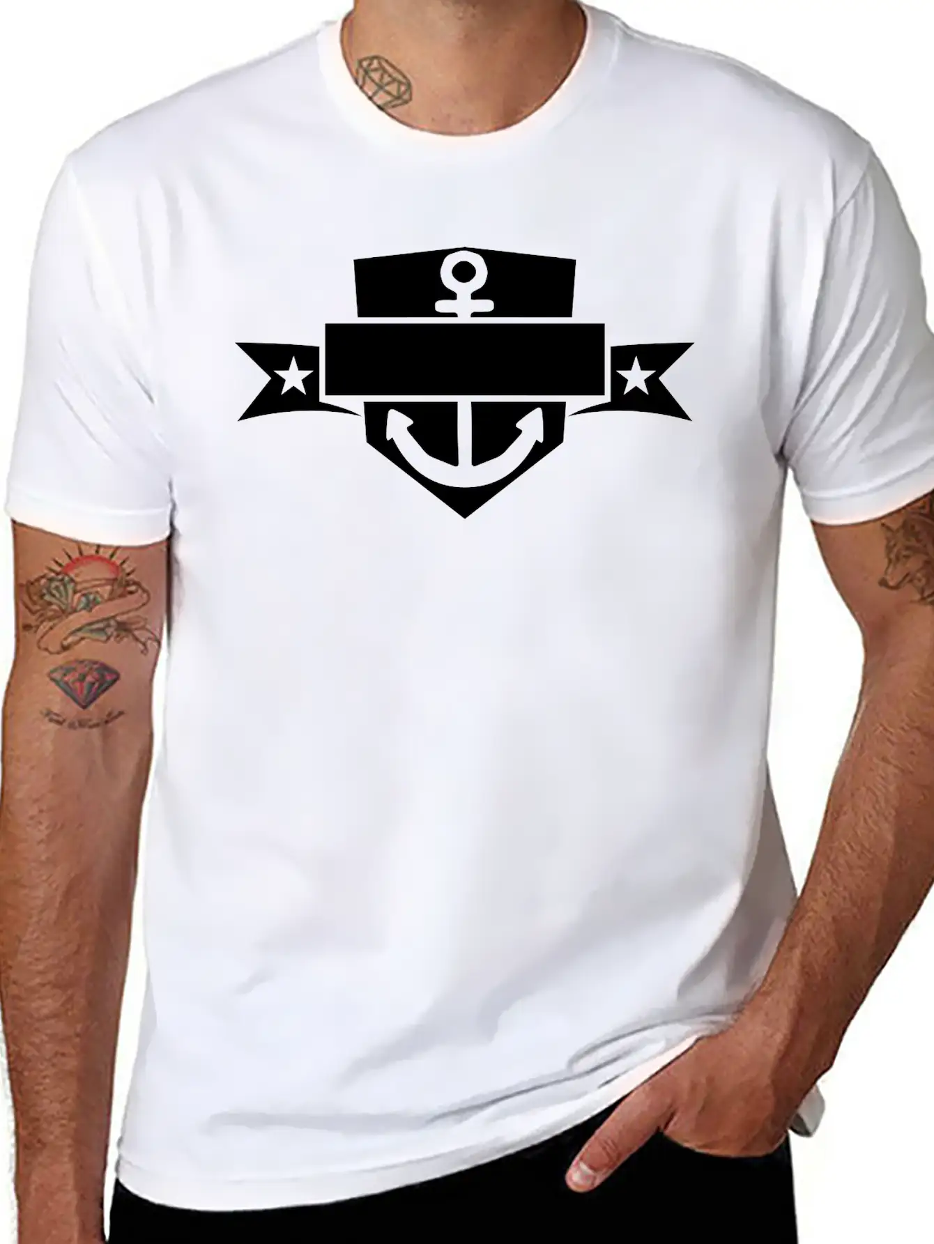 Banner Shield Coat Of Arms Text Name Anchored Anch Unisex Short Sleeve Soft Cotton T-Shirt – Casual Everyday Wear