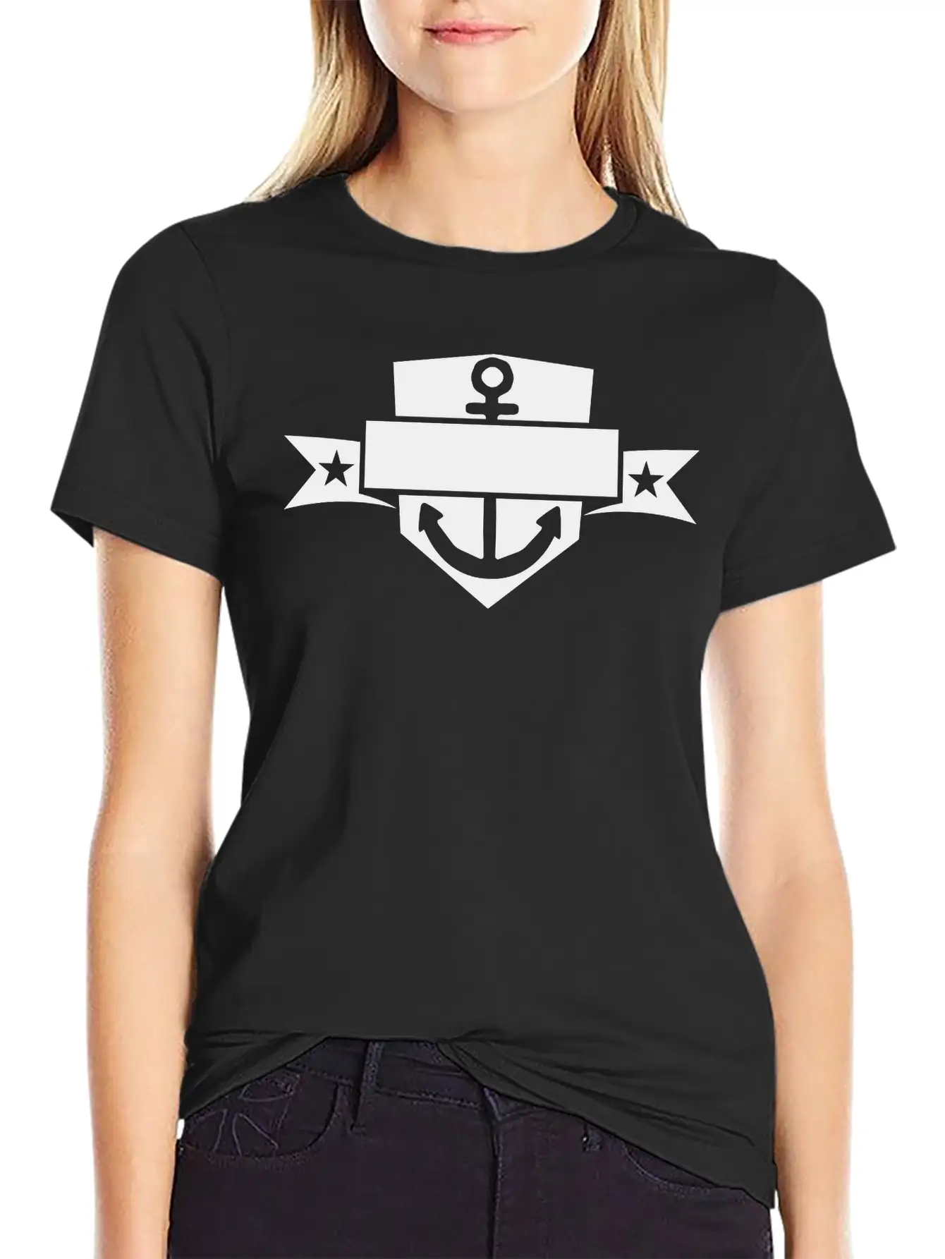 Banner Shield Coat Of Arms Text Name Anchored Anch Unisex Short Sleeve Soft Cotton T-Shirt – Casual Everyday Wear