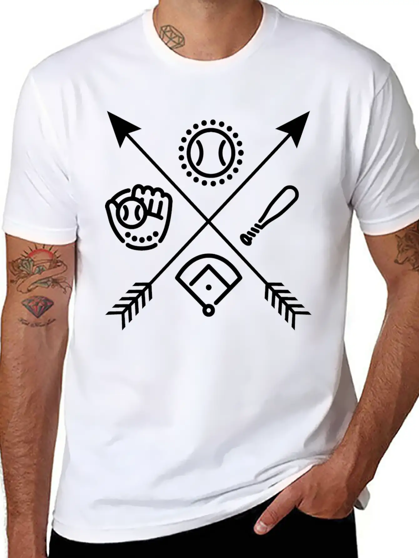 Baseball Arrows Essential Unisex Summer Tee – Soft Cotton Casual Fit